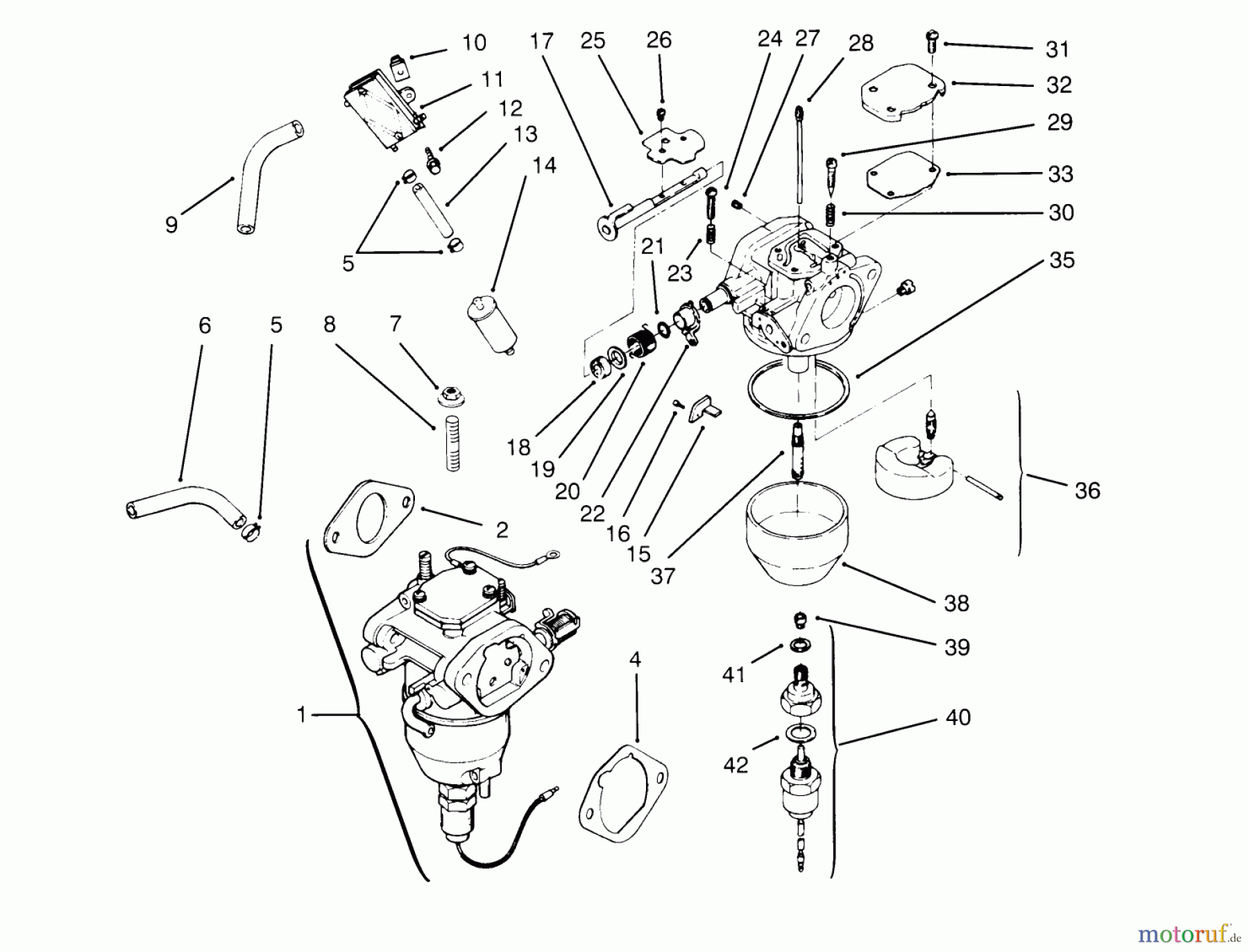 Toro Neu Mowers, Lawn & Garden Tractor Seite 1 72043 (264-H) - Toro 264-H Yard Tractor, 1995 (5900001-5901475) FUEL SYSTEM (KOHLER ENGINE CV16S-PS61514)