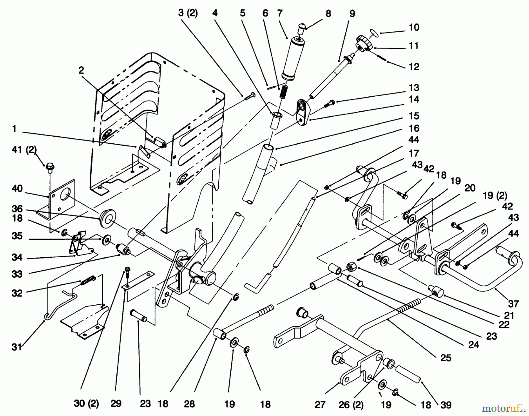  Toro Neu Mowers, Lawn & Garden Tractor Seite 1 72103 (268-H) - Toro 268-H Yard Tractor, 1995 (5900601-5999999) LIFT LEVER AND HEIGHT OF CUT