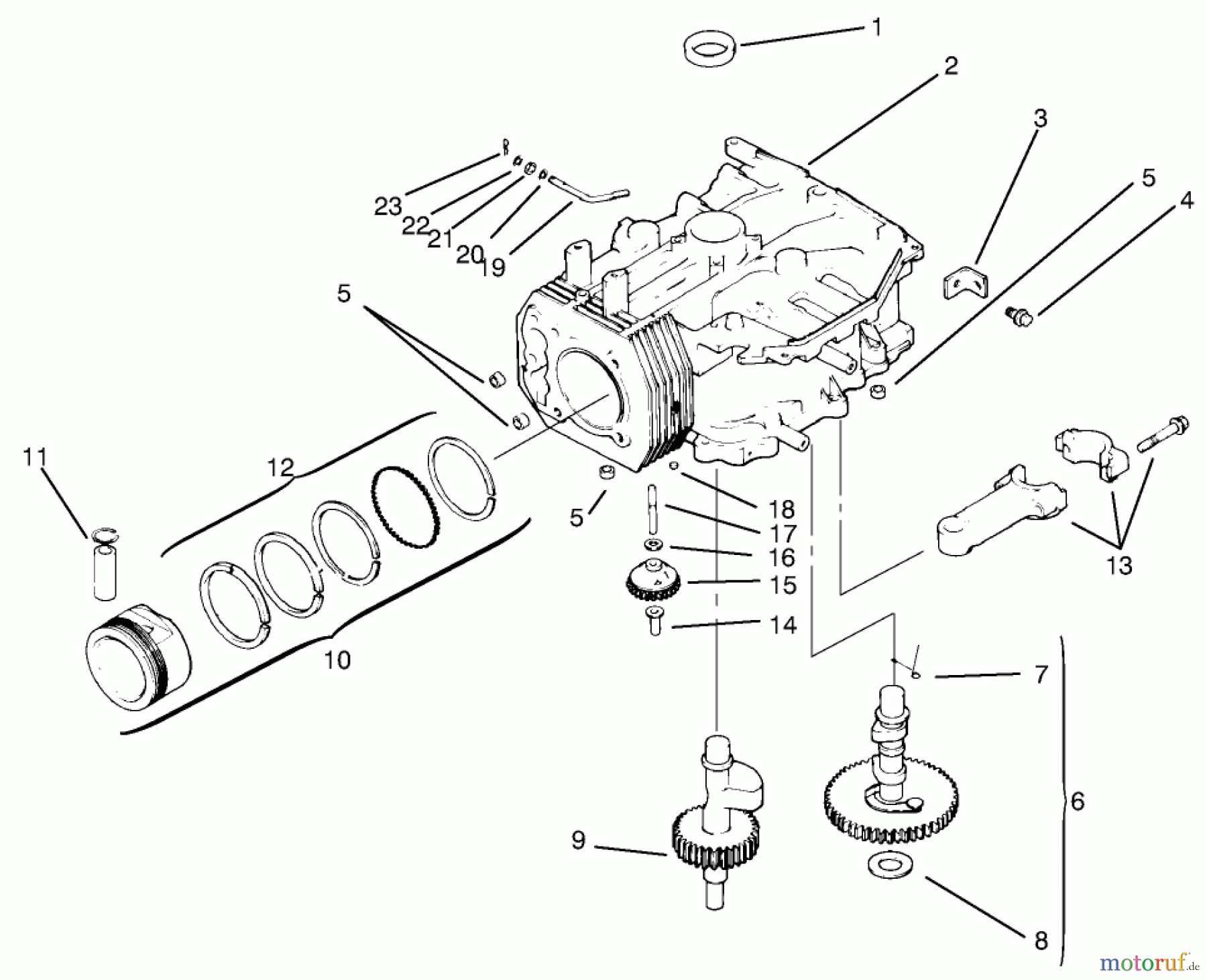  Toro Neu Mowers, Lawn & Garden Tractor Seite 1 72046 (265-H) - Toro 265-H Lawn and Garden Tractor, 1997 (7900001-7999999) CRANKCASE