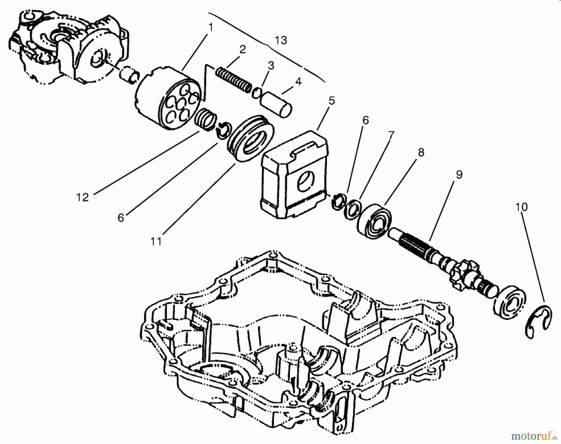  Toro Neu Mowers, Lawn & Garden Tractor Seite 1 72046 (265-H) - Toro 265-H Lawn and Garden Tractor, 1997 (7900001-7999999) MOTOR SHAFT