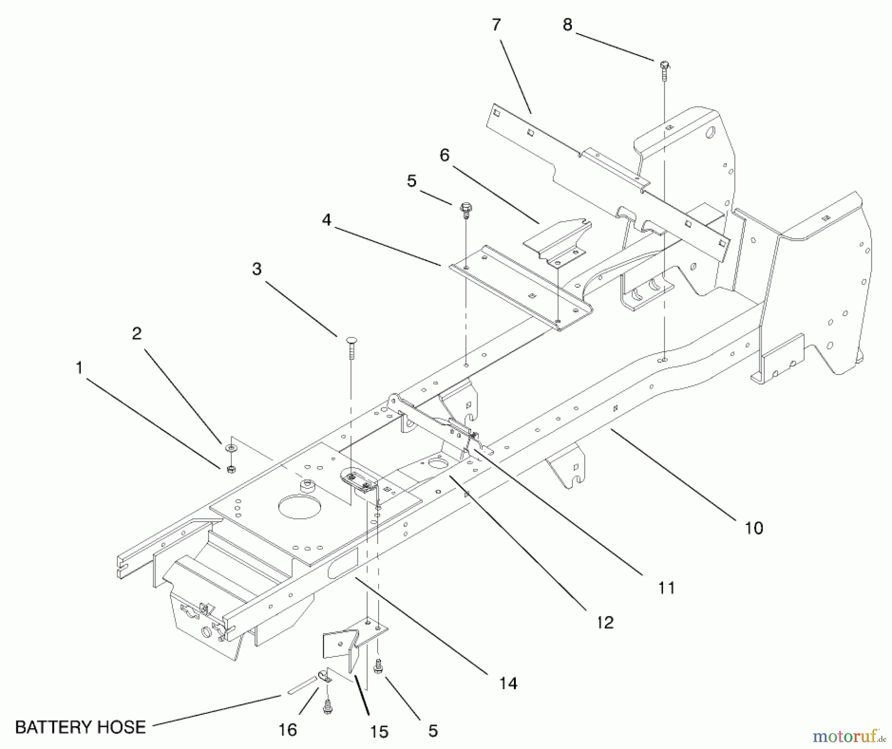 Toro Neu Mowers, Lawn & Garden Tractor Seite 1 72047 (265-6) - Toro 265-6 Lawn and Garden Tractor, 1999 (9900001-9999999) FRAME ASSEMBLY