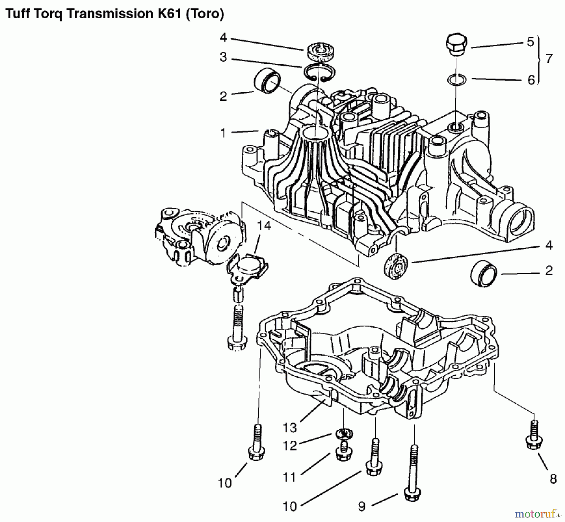 Toro Neu Mowers, Lawn & Garden Tractor Seite 1 72070 (265-H) - Toro 265-H Lawn and Garden Tractor, 1999 (9900001-9999999) TRANSAXLE CASE