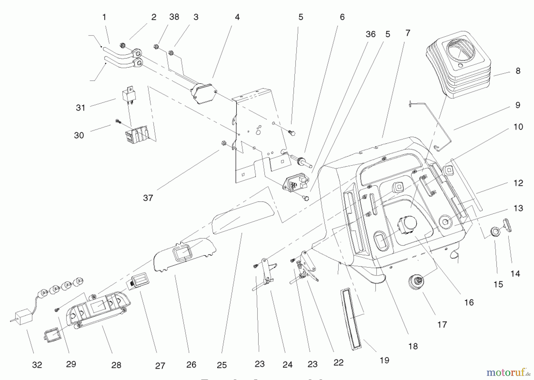 Toro Neu Mowers, Lawn & Garden Tractor Seite 1 72049 (265-6) - Toro 265-6 Lawn and Garden Tractor, 2000 (200000001-200999999) DASH ASSEMBLY