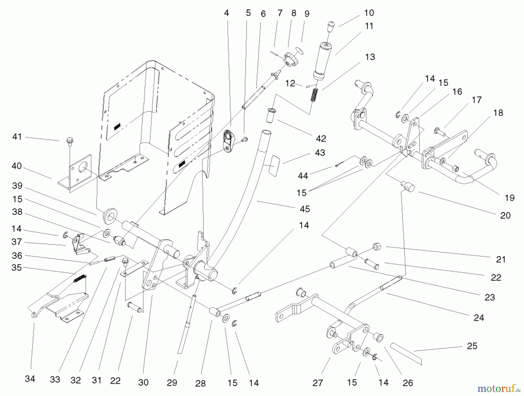  Toro Neu Mowers, Lawn & Garden Tractor Seite 1 72050 (265-H) - Toro 265-H Lawn and Garden Tractor, 2000 (200000001-200999999) LIFT LEVER & HOC ASSEMBLY