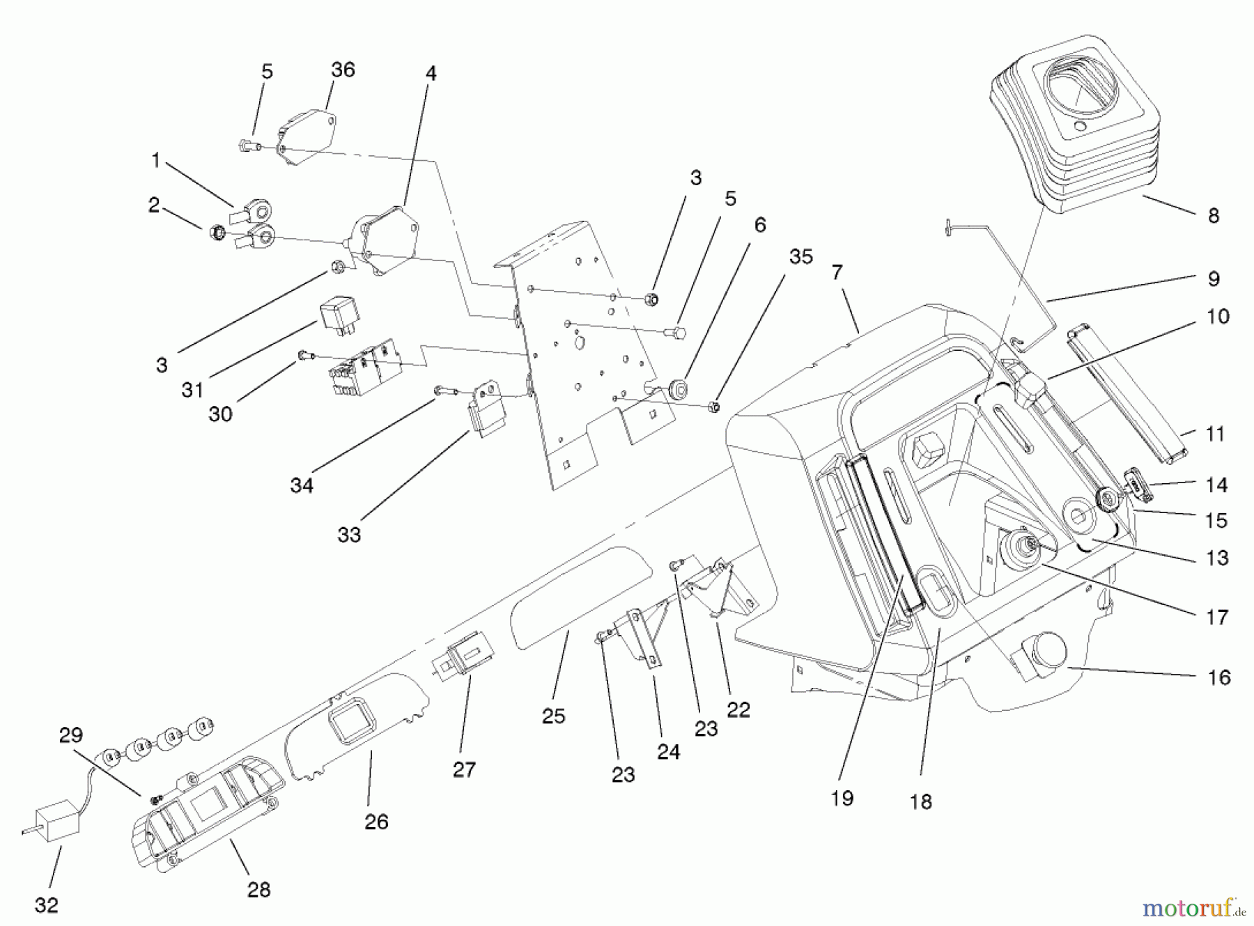  Toro Neu Mowers, Lawn & Garden Tractor Seite 1 72051 (265-H) - Toro 265-H Lawn and Garden Tractor, 2002 (220000001-220999999) DASH ASSEMBLY