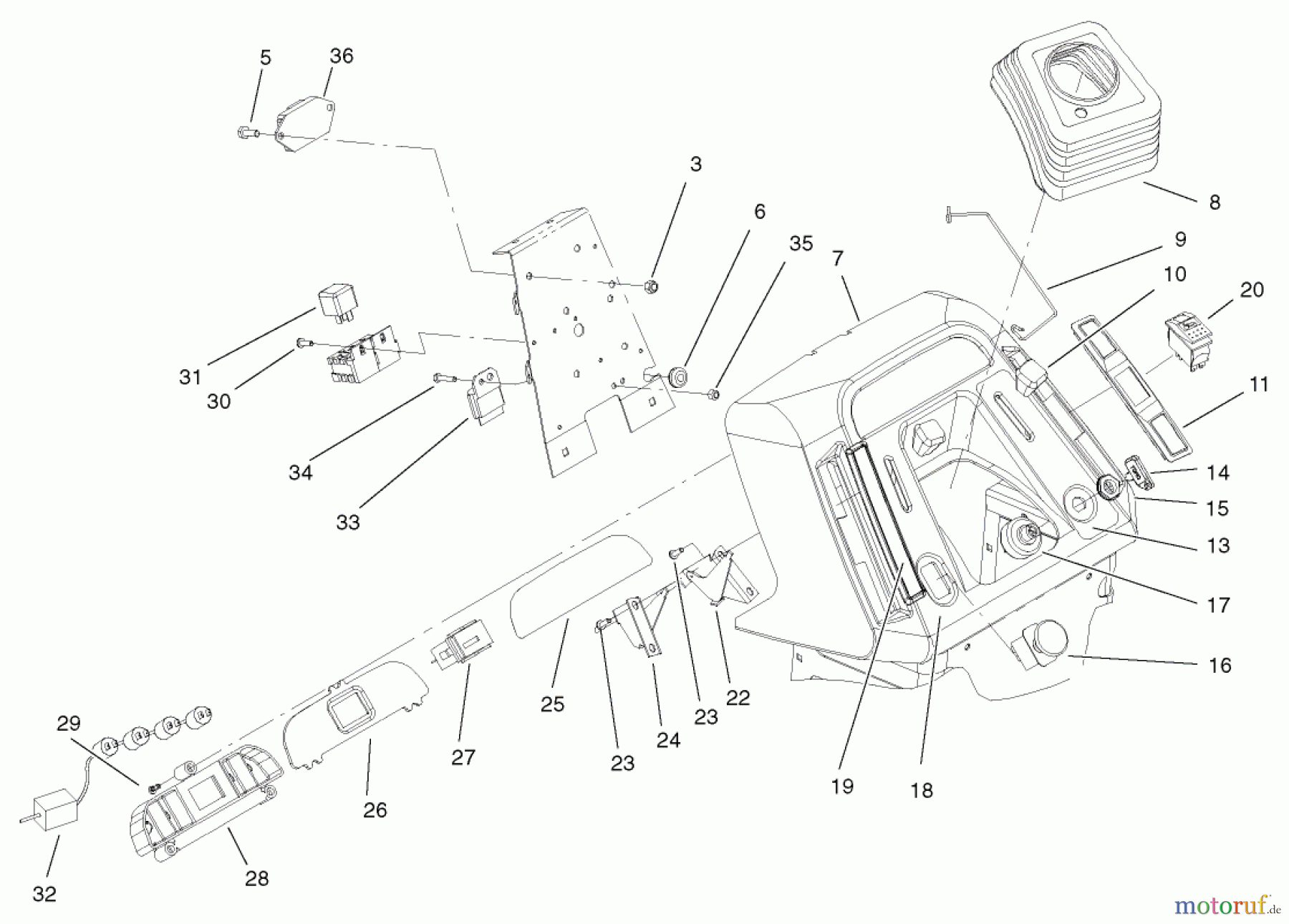  Toro Neu Mowers, Lawn & Garden Tractor Seite 1 72107 (268-HE) - Toro 268-HE Lawn and Garden Tractor, 2002 (220000001-220999999) DASH ASSEMBLY