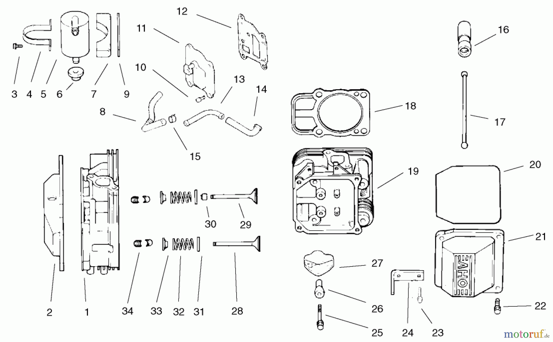  Toro Neu Mowers, Lawn & Garden Tractor Seite 1 72107 (268-HE) - Toro 268-HE Lawn and Garden Tractor, 2002 (220000001-220999999) HEAD / VALVE / BREATHER ASSEMBLY KOHLER CV18S-PS-61528 AND CV18S-PS-61529