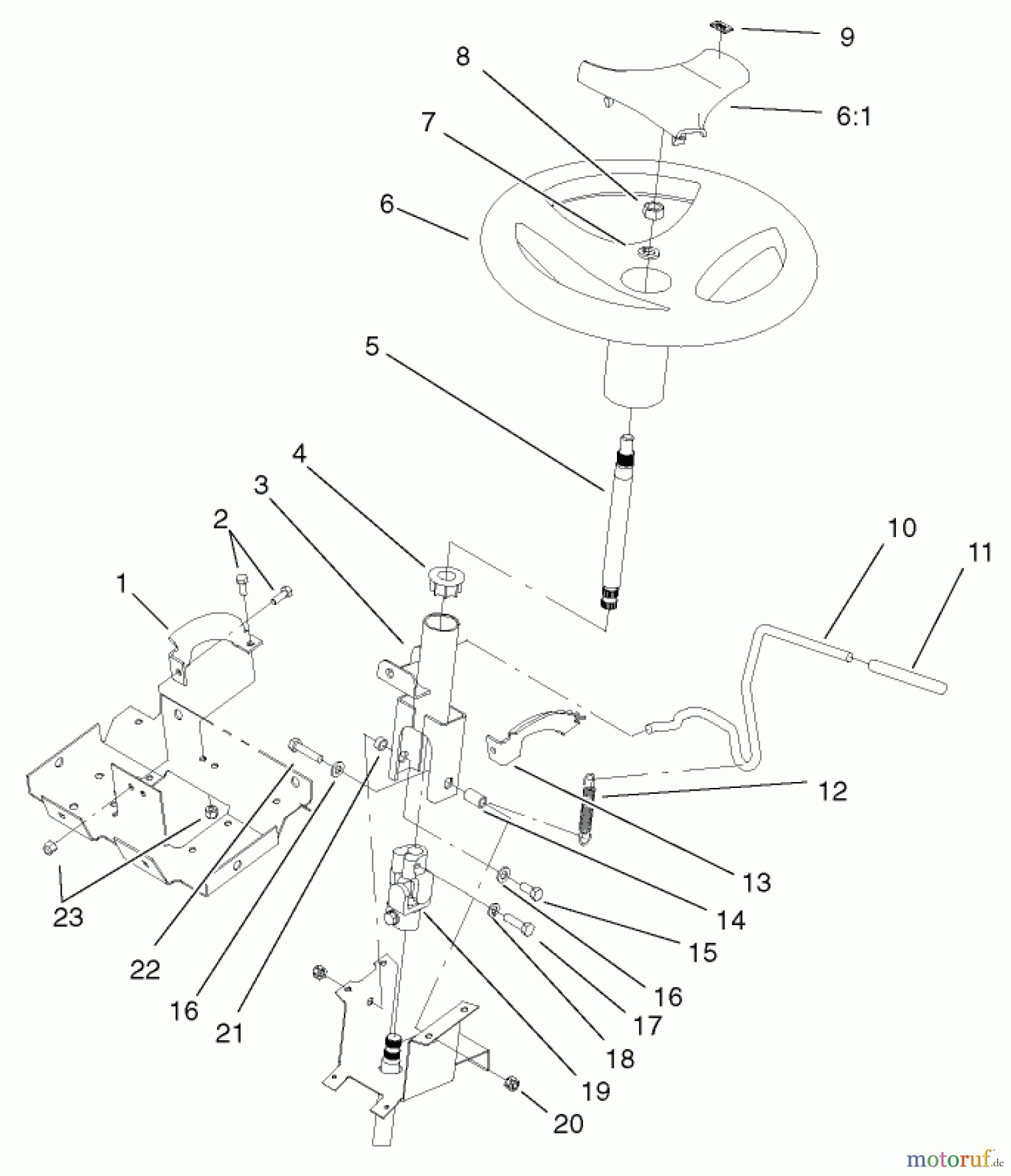  Toro Neu Mowers, Lawn & Garden Tractor Seite 1 72087 (268-H) - Toro 268-H Lawn and Garden Tractor, 2001 (210000001-210999999) STEERING WHEEL AND TILT ASSEMBLY