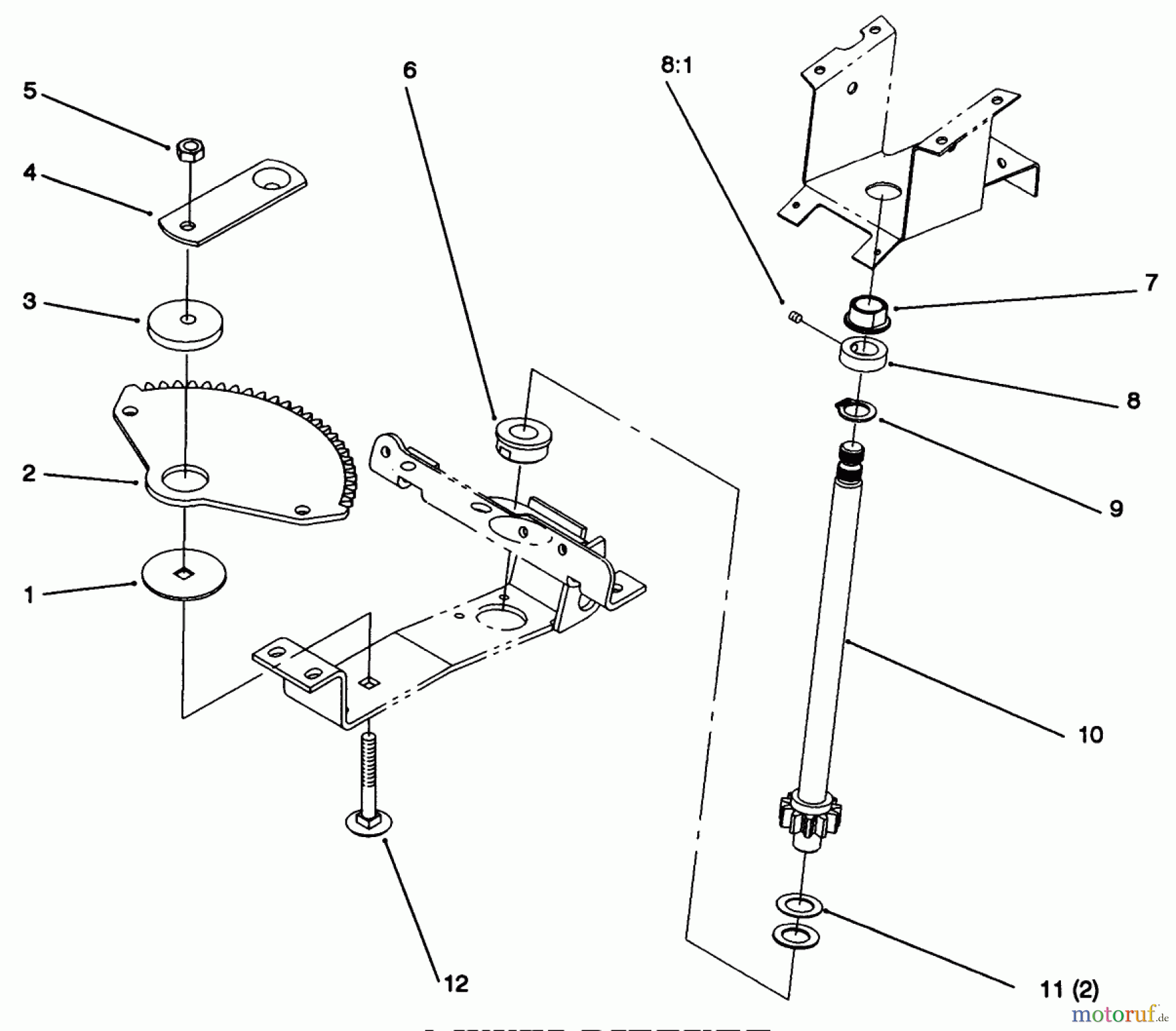 Toro Neu Mowers, Lawn & Garden Tractor Seite 1 72102 (269-H) - Toro 269-H Lawn and Garden Tractor, 1996 (6900001-6999999) LOWER STEERING