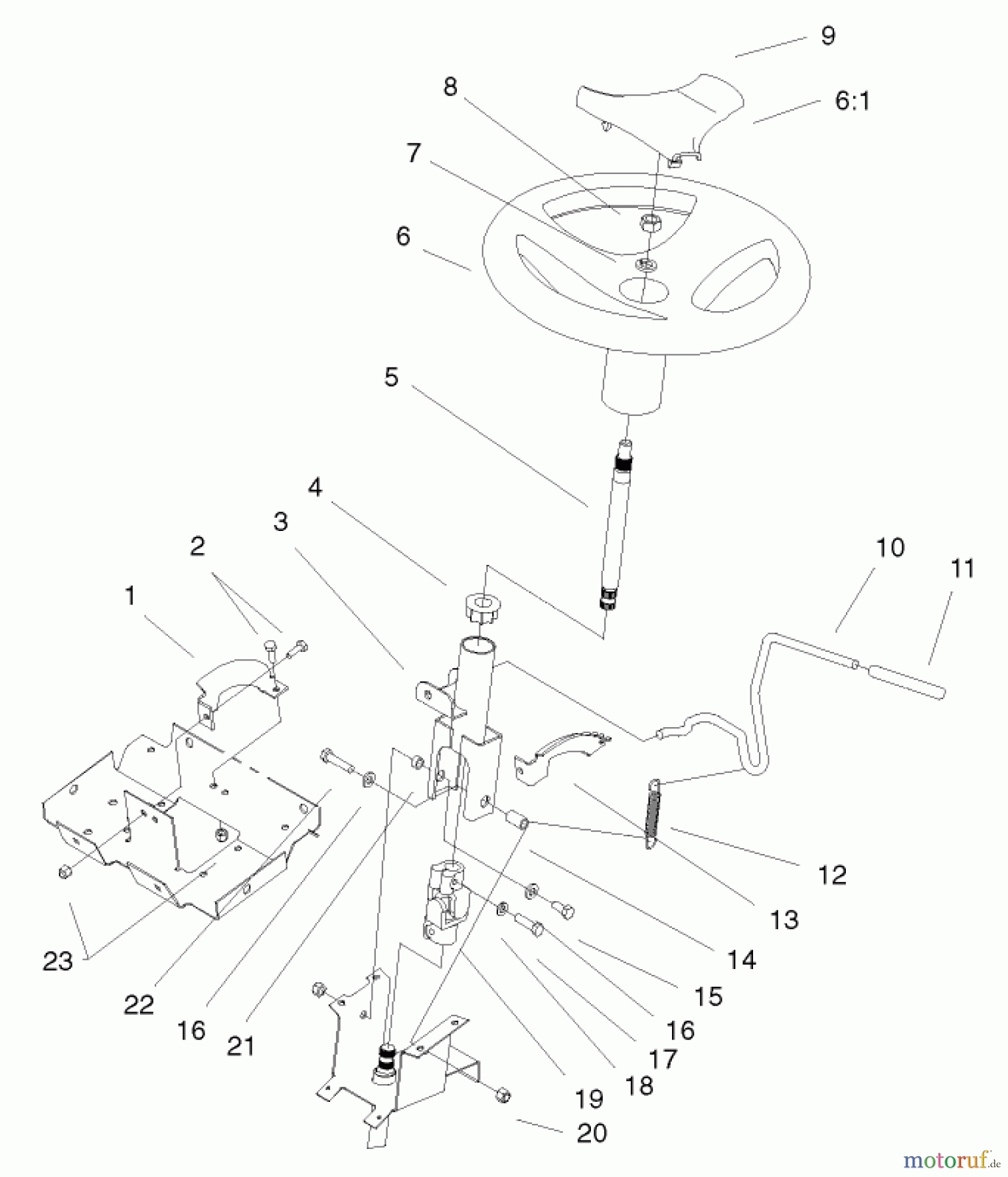 Toro Neu Mowers, Lawn & Garden Tractor Seite 1 72108 (270-H) - Toro 270-H Lawn and Garden Tractor, 2000 (200000001-200999999) STEERING WHEEL & TILT ASSEMBLY