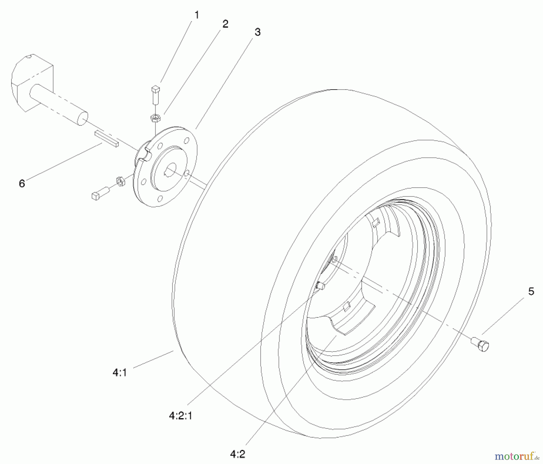  Toro Neu Mowers, Lawn & Garden Tractor Seite 1 72108 (270-H) - Toro 270-H Lawn and Garden Tractor, 2001 (210000001-210999999) REAR WHEEL ASSEMBLY