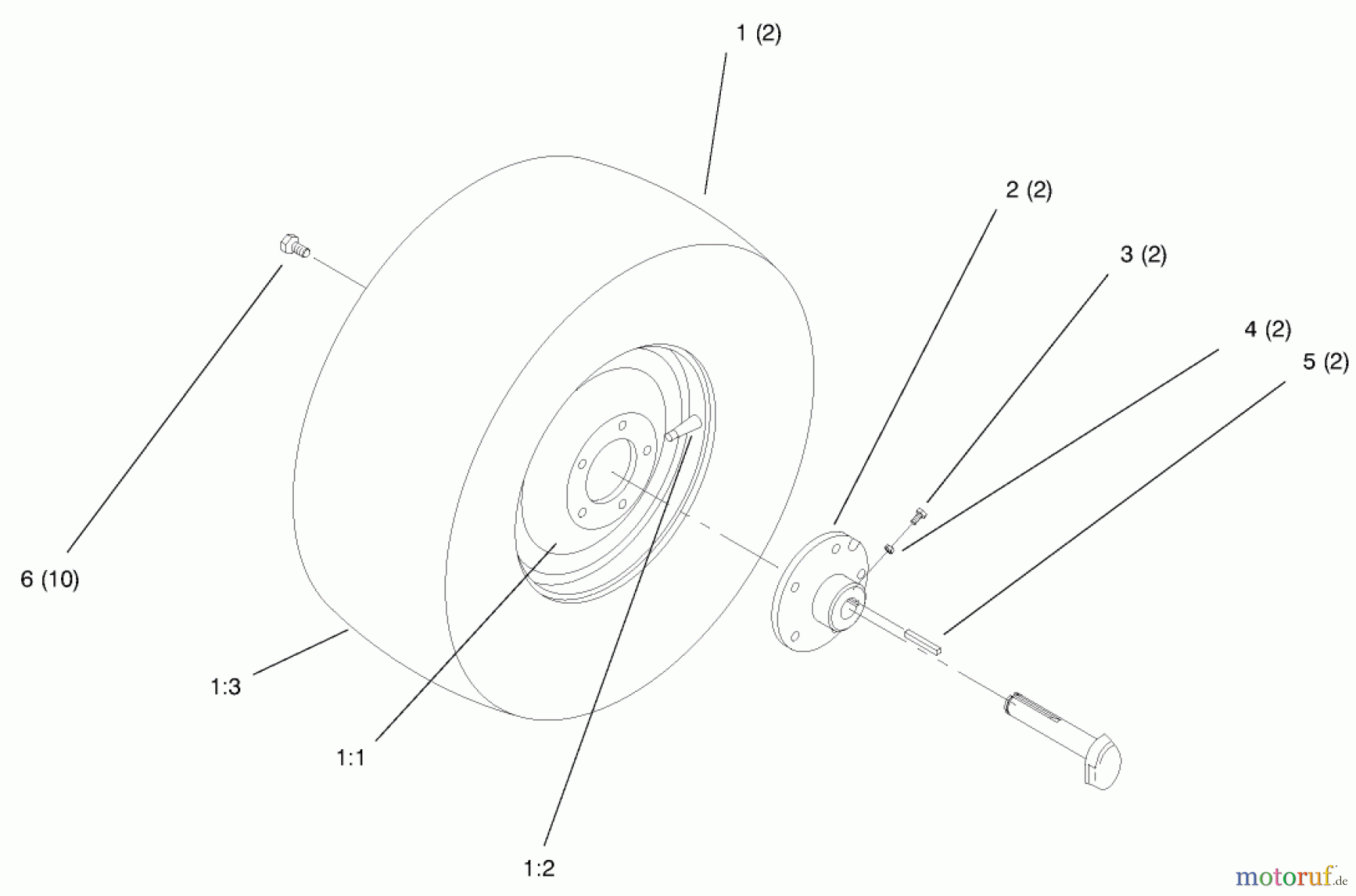  Toro Neu Mowers, Lawn & Garden Tractor Seite 1 72110 (270-H) - Toro 270-H Lawn and Garden Tractor, 1996 (6900001-6999999) REAR WHEEL