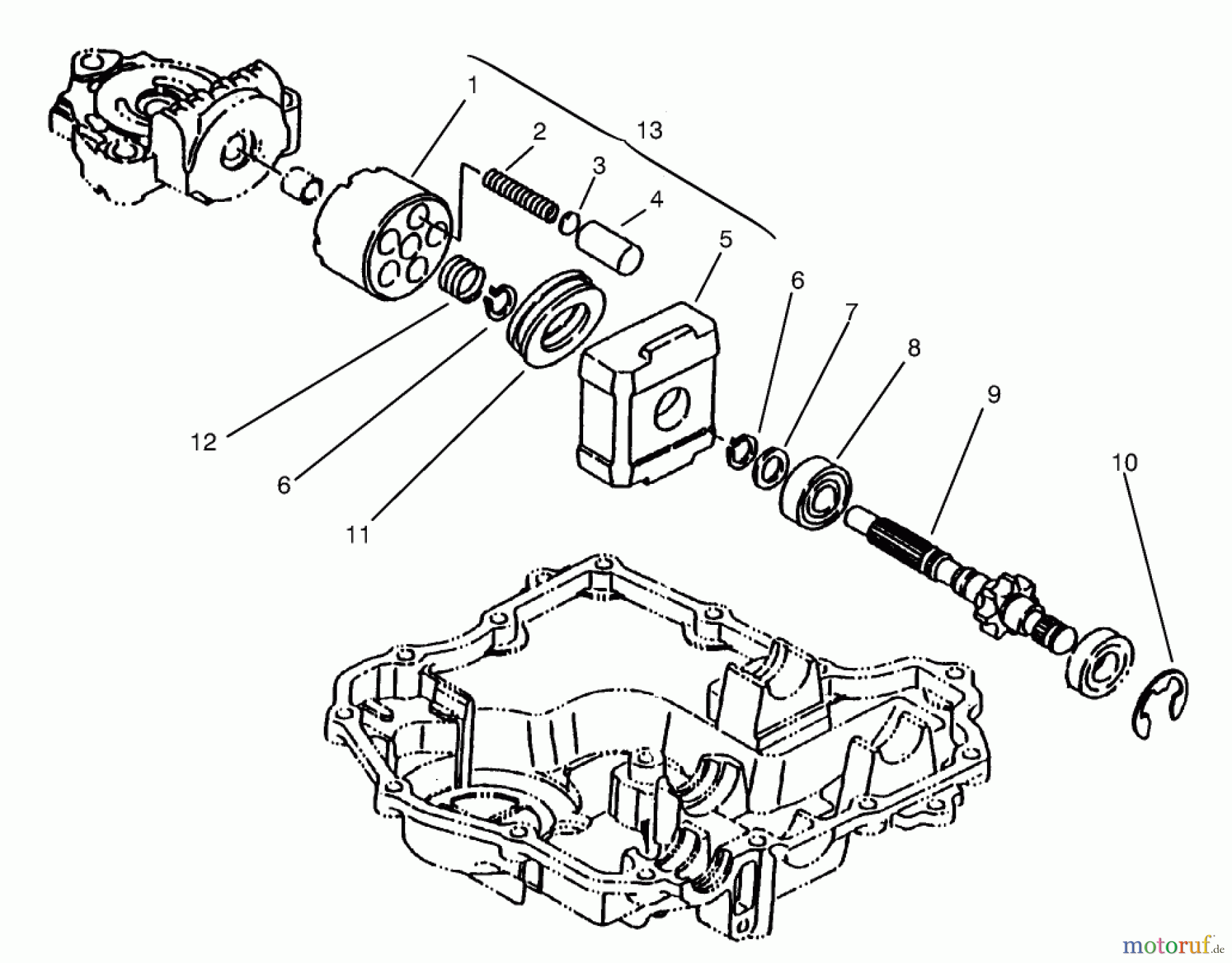Toro Neu Mowers, Lawn & Garden Tractor Seite 1 72110 (270-H) - Toro 270-H Lawn and Garden Tractor, 1998 (8900600-8999999) MOTOR SHAFT