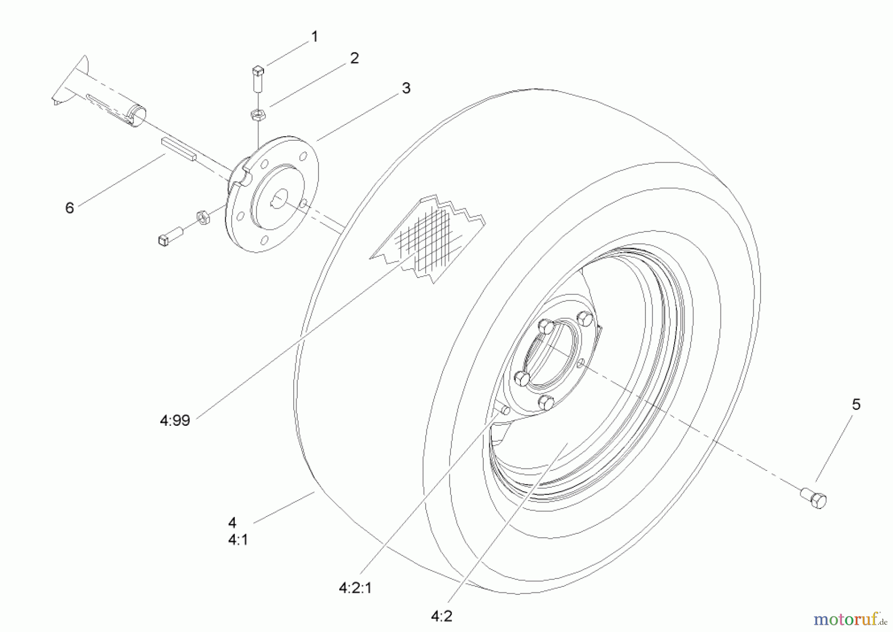  Toro Neu Mowers, Lawn & Garden Tractor Seite 1 72201 (417XT) - Toro 417XT Garden Tractor, 2004 (240000001-240999999) REAR WHEEL ASSEMBLY