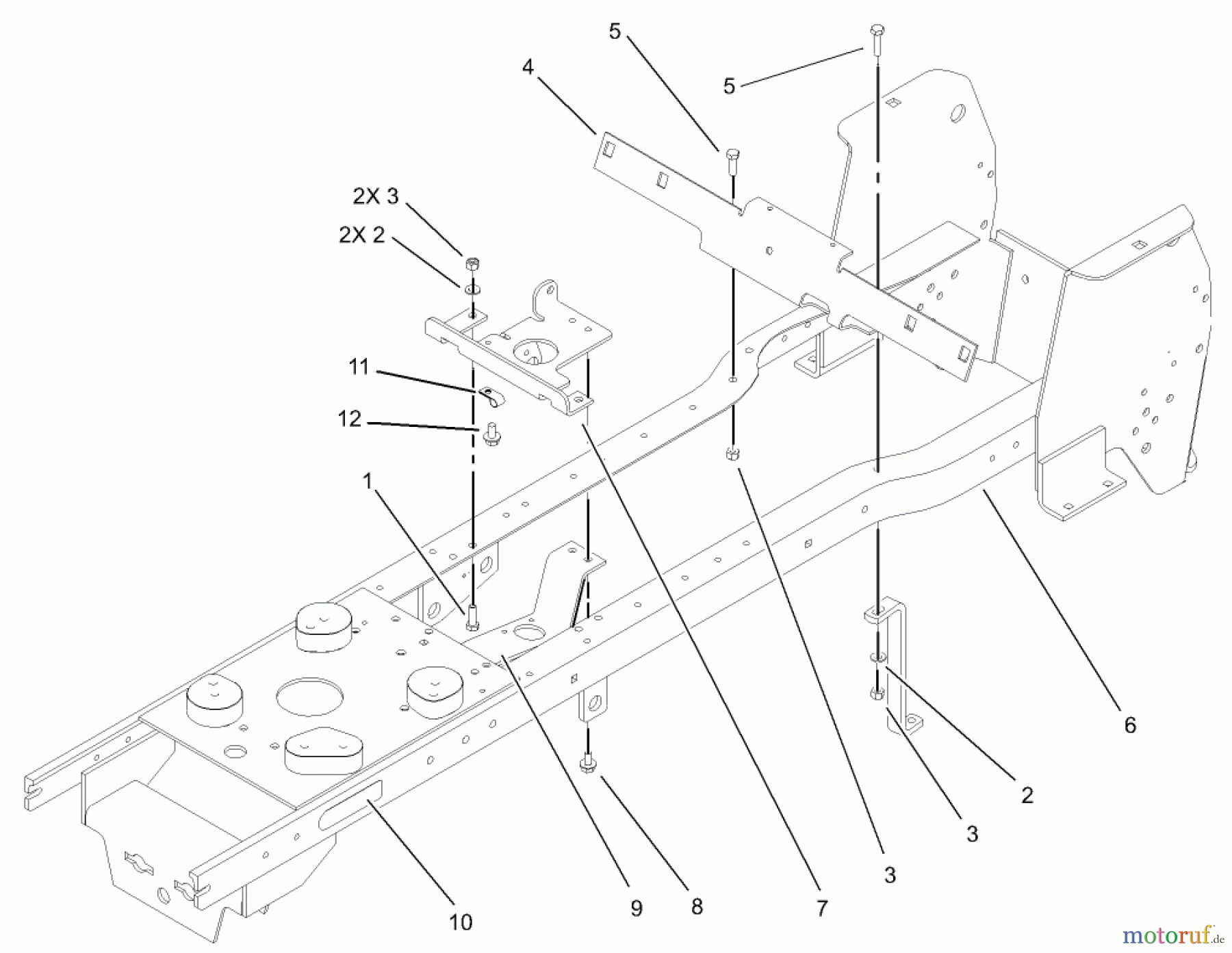 Toro Neu Mowers, Lawn & Garden Tractor Seite 1 72202 (419XT) - Toro 419XT Garden Tractor, 2003 (230000001-230999999) FRAME ASSEMBLY