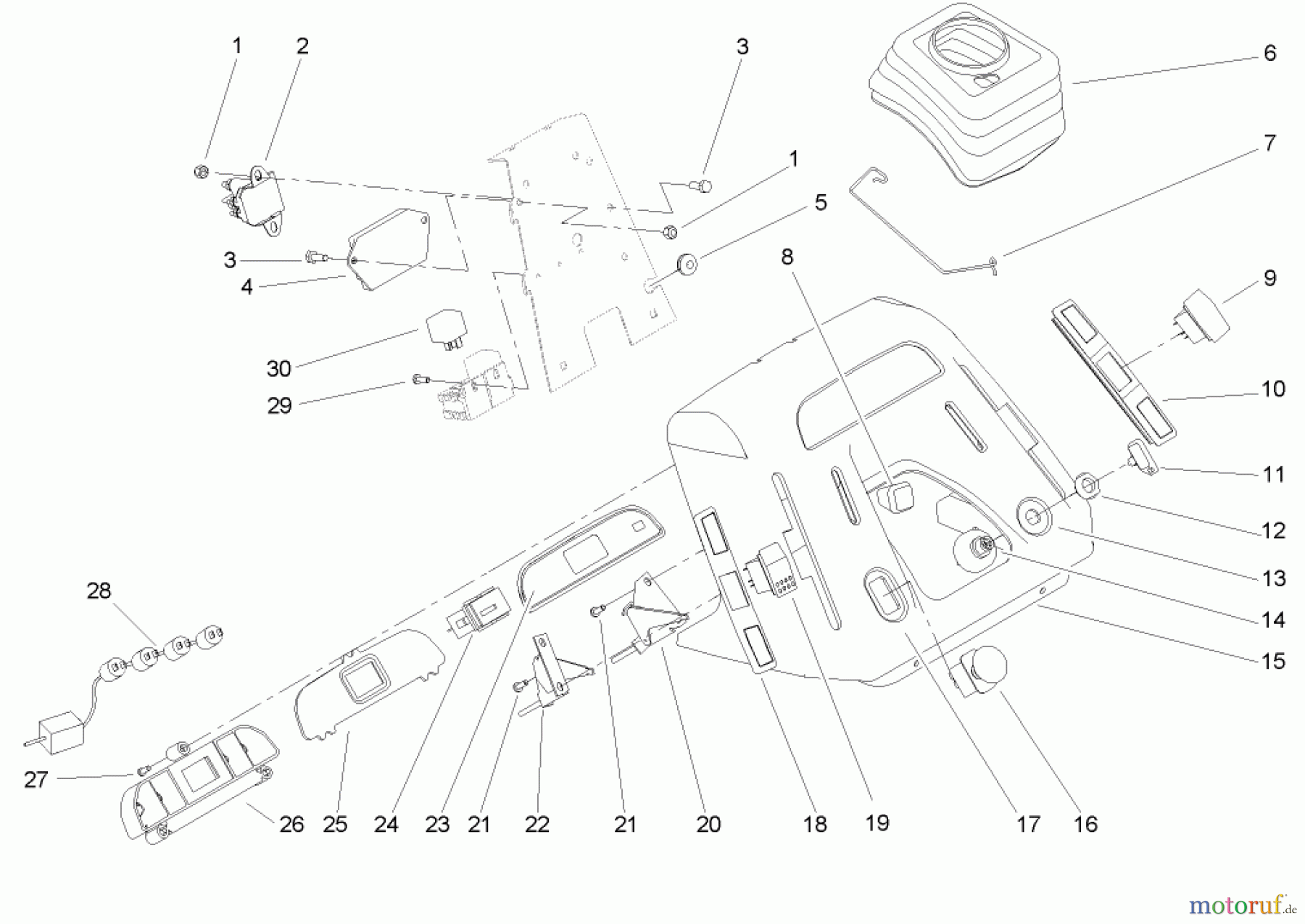  Toro Neu Mowers, Lawn & Garden Tractor Seite 1 72202 (430) - Toro 430 Garden Tractor, 2005 (250000001-250999999) DASH ASSEMBLY