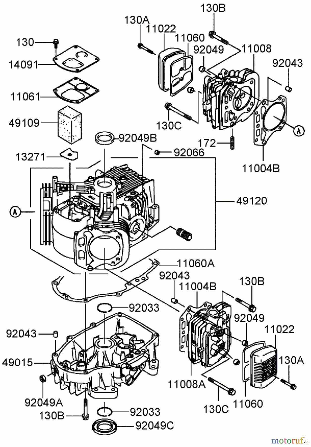  Toro Neu Mowers, Lawn & Garden Tractor Seite 1 72211 (417XT) - Toro 417XT Garden Tractor, 2004 (240000001-240999999) CYLINDER/CRANKCASE ASSEMBLY KAWASAKI FH541V-BS04