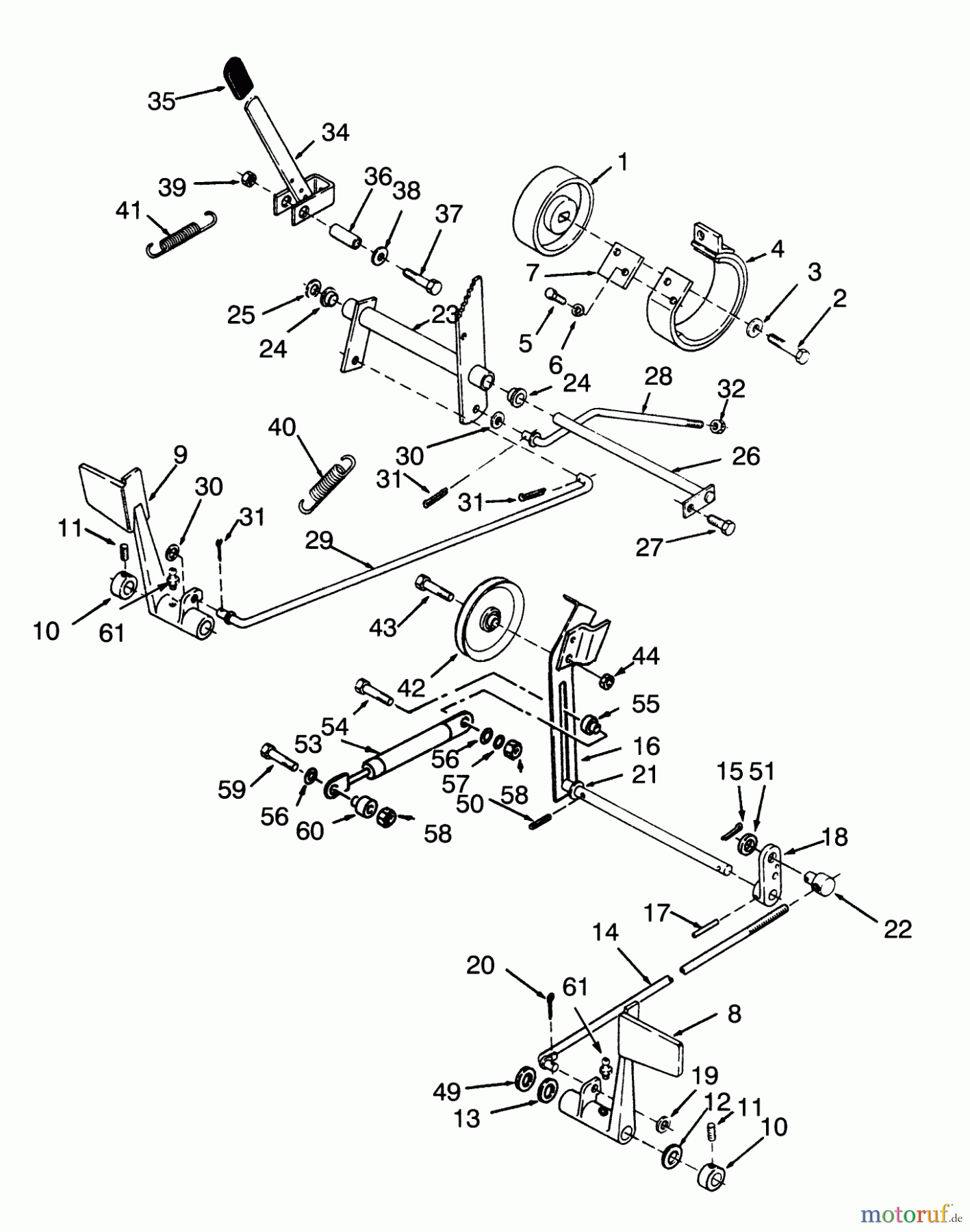 Toro Neu Mowers, Lawn & Garden Tractor Seite 1 73320 (310-8) - Toro 310-8 Garden Tractor, 1993 (3900001-3999999) CLUTCH, BRAKE AND SPEED CONTROL LINKAGE