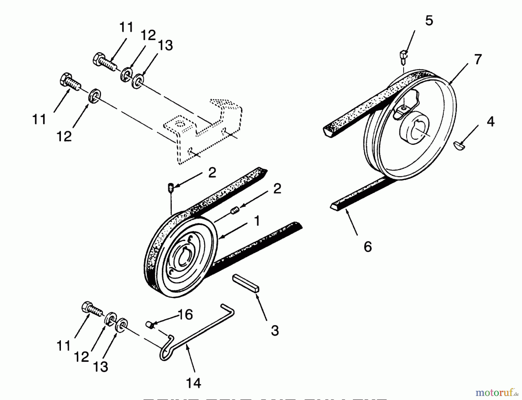 Toro Neu Mowers, Lawn & Garden Tractor Seite 1 73320 (310-8) - Toro 310-8 Garden Tractor, 1993 (3900001-3999999) DRIVE BELT AND PULLEYS