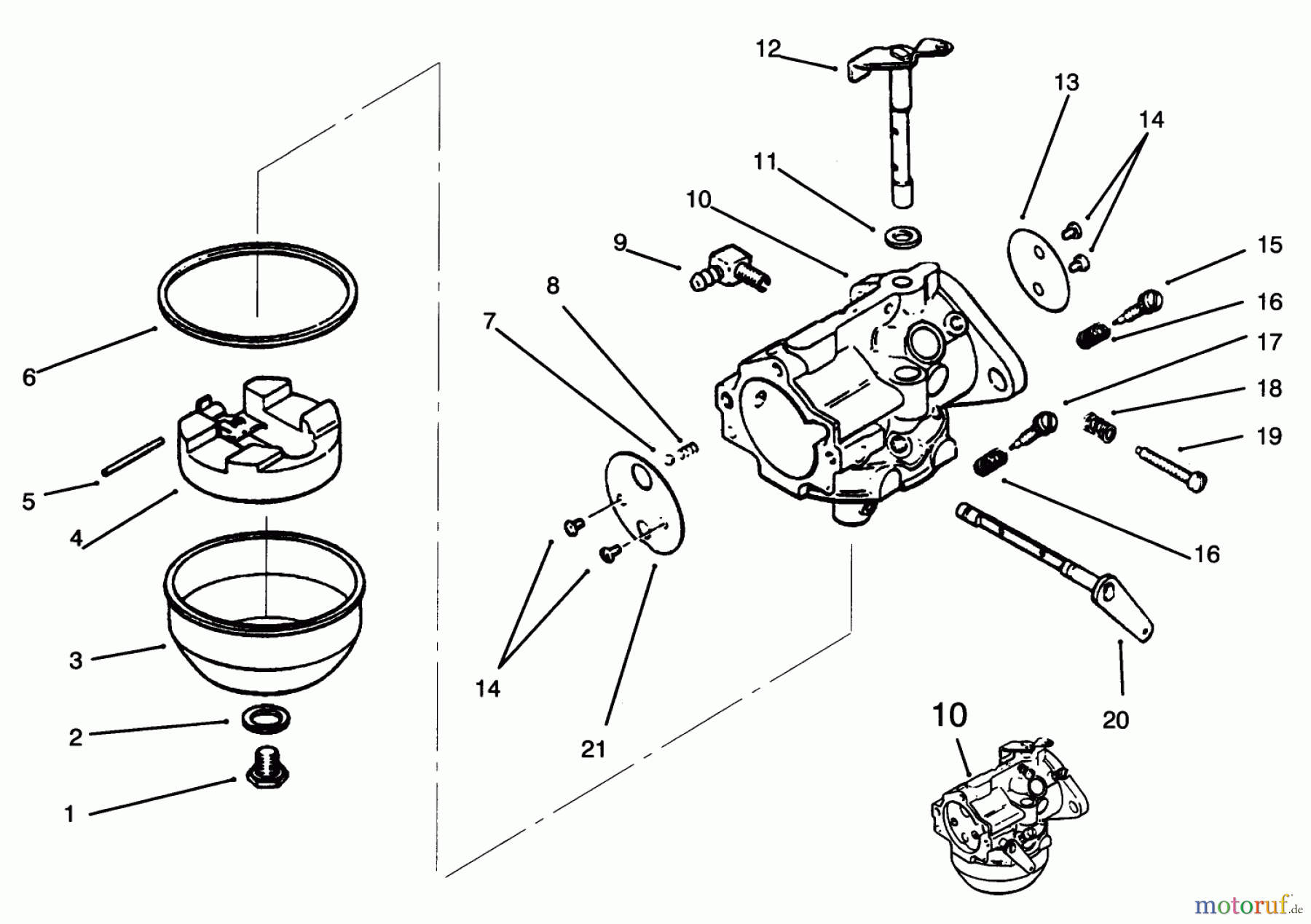 Toro Neu Mowers, Lawn & Garden Tractor Seite 1 73362 (312-8) - Toro 312-8 Garden Tractor, 1994 (4900001-4999999) CARBURETOR