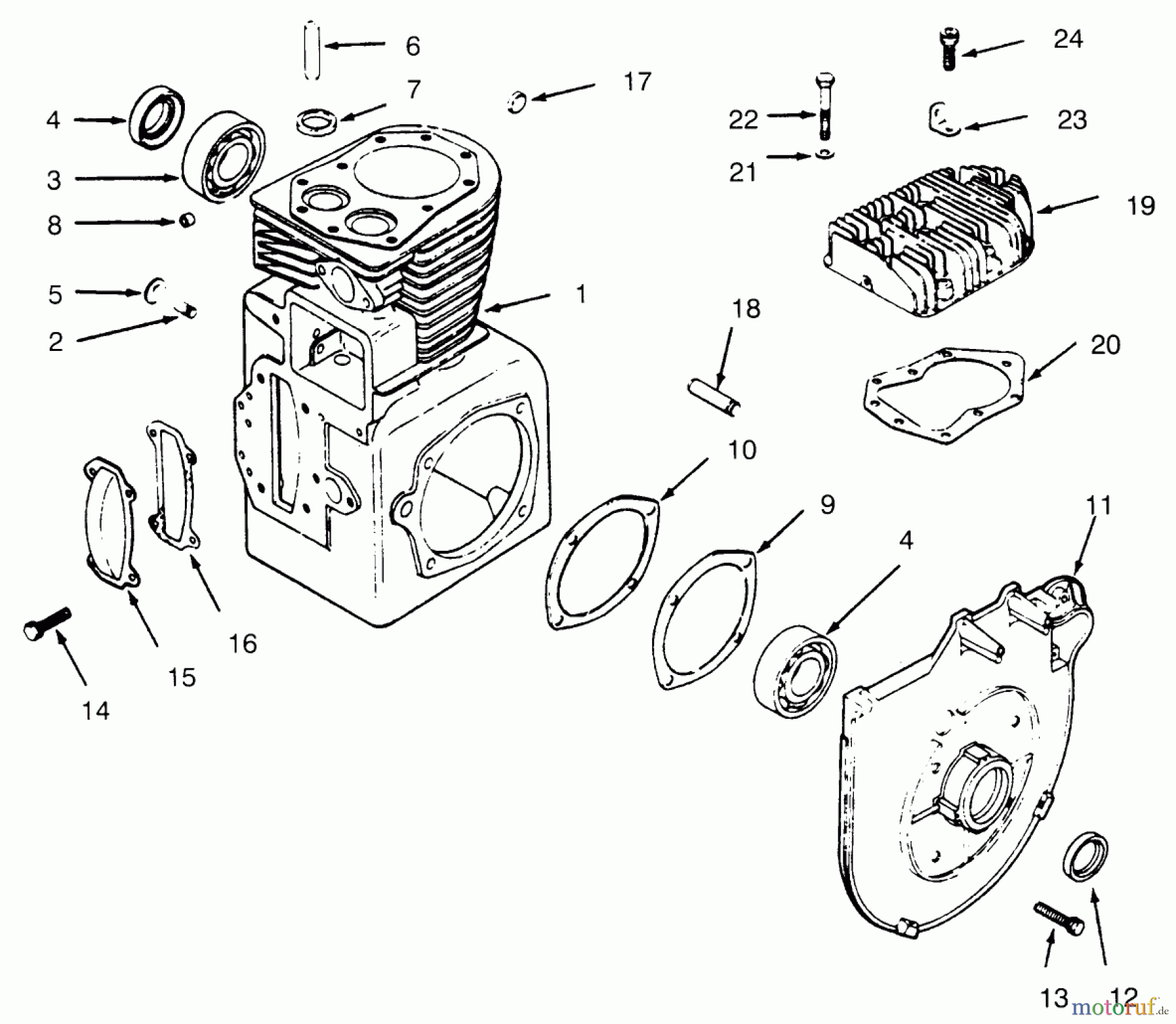  Toro Neu Mowers, Lawn & Garden Tractor Seite 1 73362 (312-8) - Toro 312-8 Garden Tractor, 1995 (5900001-5999999) CRANKCASE AND CYLINDER HEAD