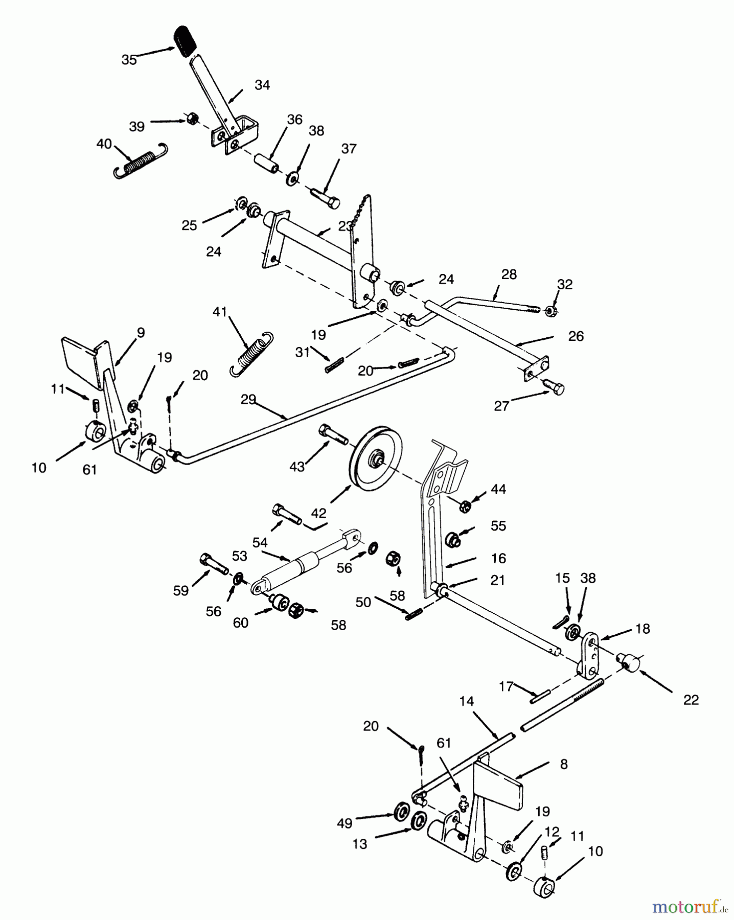 Toro Neu Mowers, Lawn & Garden Tractor Seite 1 73400 (314-8) - Toro 314-8 Garden Tractor, 1995 (5900001-5999999) CLUTCH, BRAKE AND SPEED CONTROL LINKAGE