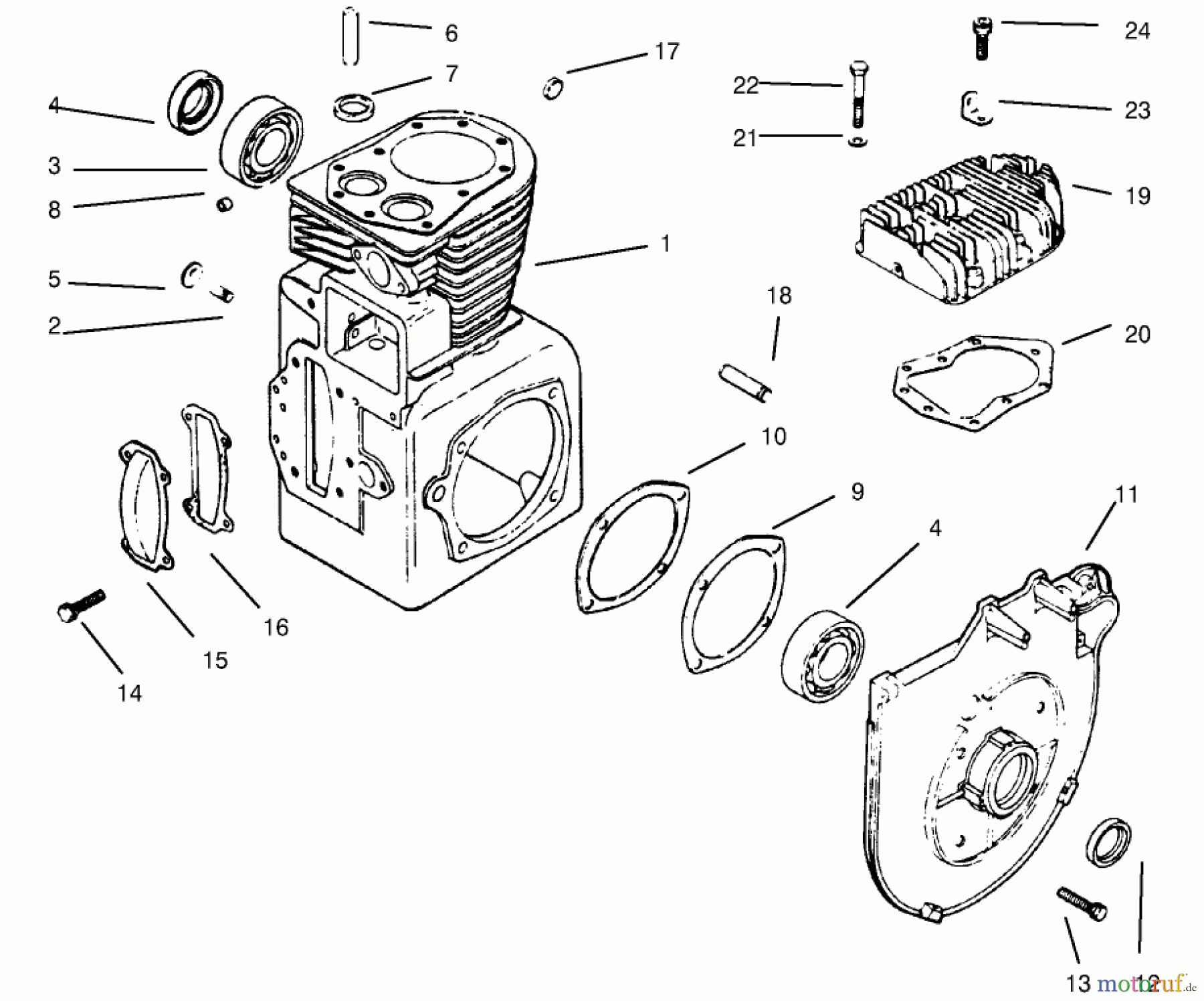Toro Neu Mowers, Lawn & Garden Tractor Seite 1 73403 (314-H) - Toro 314-H Garden Tractor, 1996 (6900001-6999999) CRANKCASE & CYL. HEAD KOHLER MODEL MS14S-TS601559