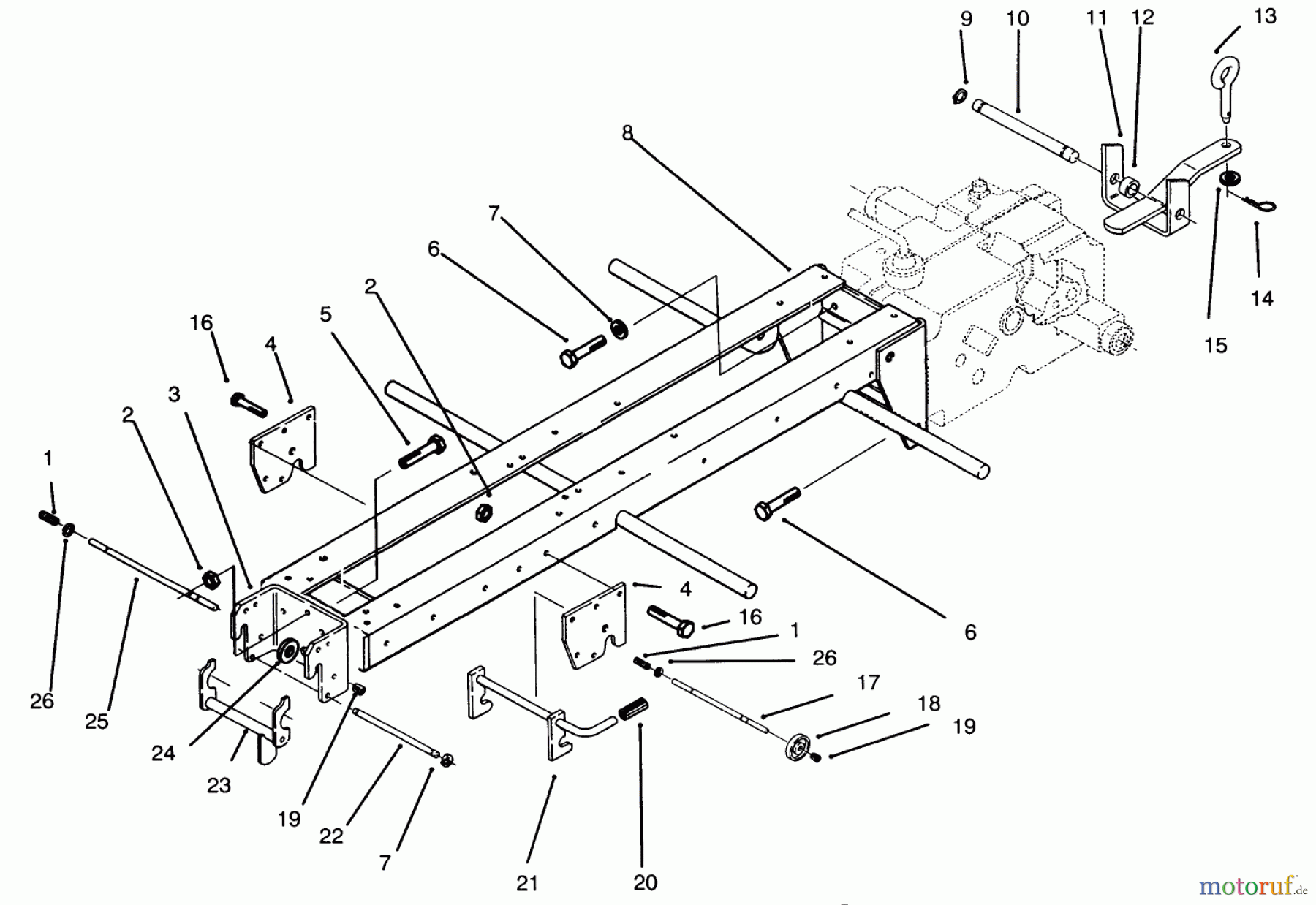Toro Neu Mowers, Lawn & Garden Tractor Seite 1 73420 (416-8) - Toro 416-8 Garden Tractor, 1995 (5900001-5000614) FRAME & HITCHES