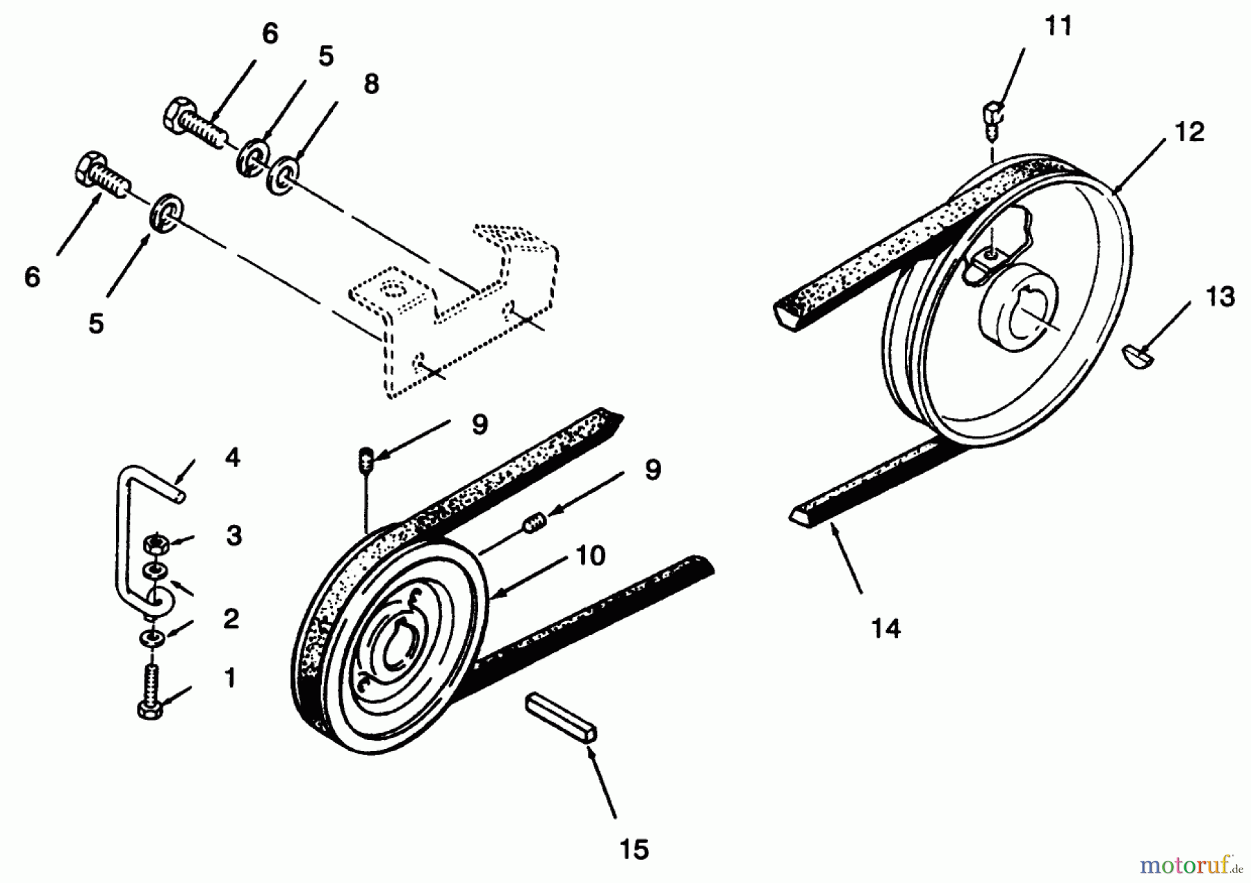  Toro Neu Mowers, Lawn & Garden Tractor Seite 1 73420 (416-8) - Toro 416-8 Garden Tractor, 1995 (5900715-5999999) DRIVE BELT AND PULLEYS