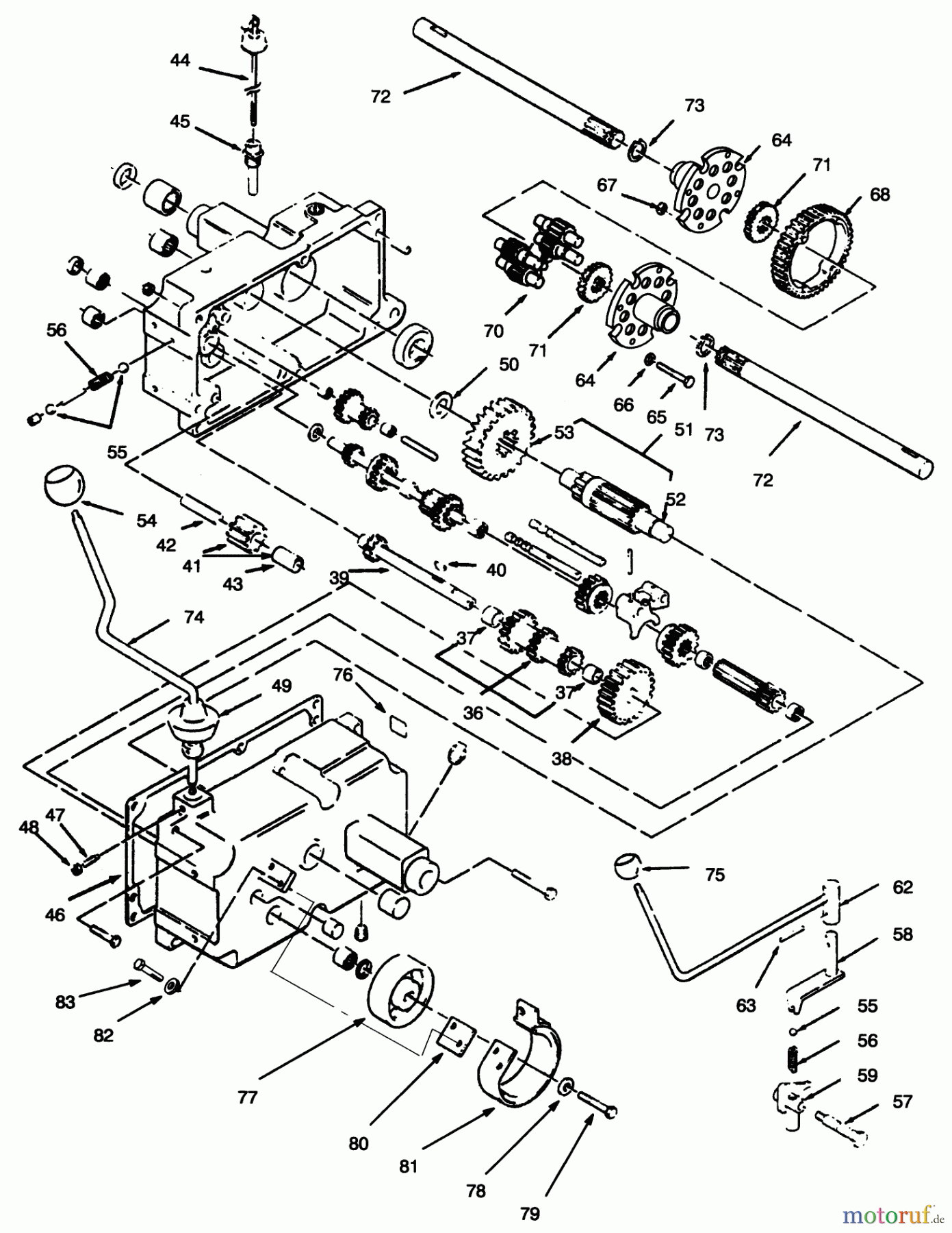 Toro Neu Mowers, Lawn & Garden Tractor Seite 1 73440 (416-8) - Toro 416-8 Garden Tractor, 1995 (5900223-5999999) TRANSMISSION 8-SPEED #2