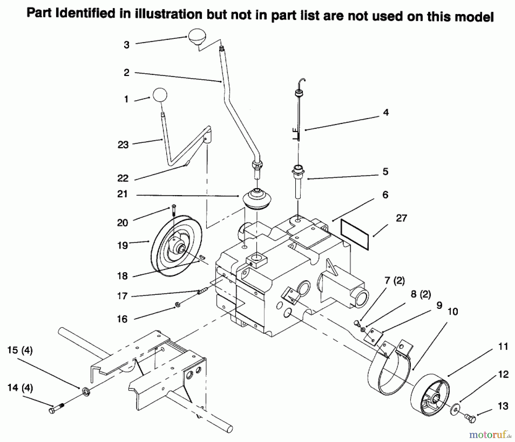 Toro Neu Mowers, Lawn & Garden Tractor Seite 1 73422 (416-8) - Toro 416-8 Garden Tractor, 1996 (6900001-6999999) TRANSMISSION