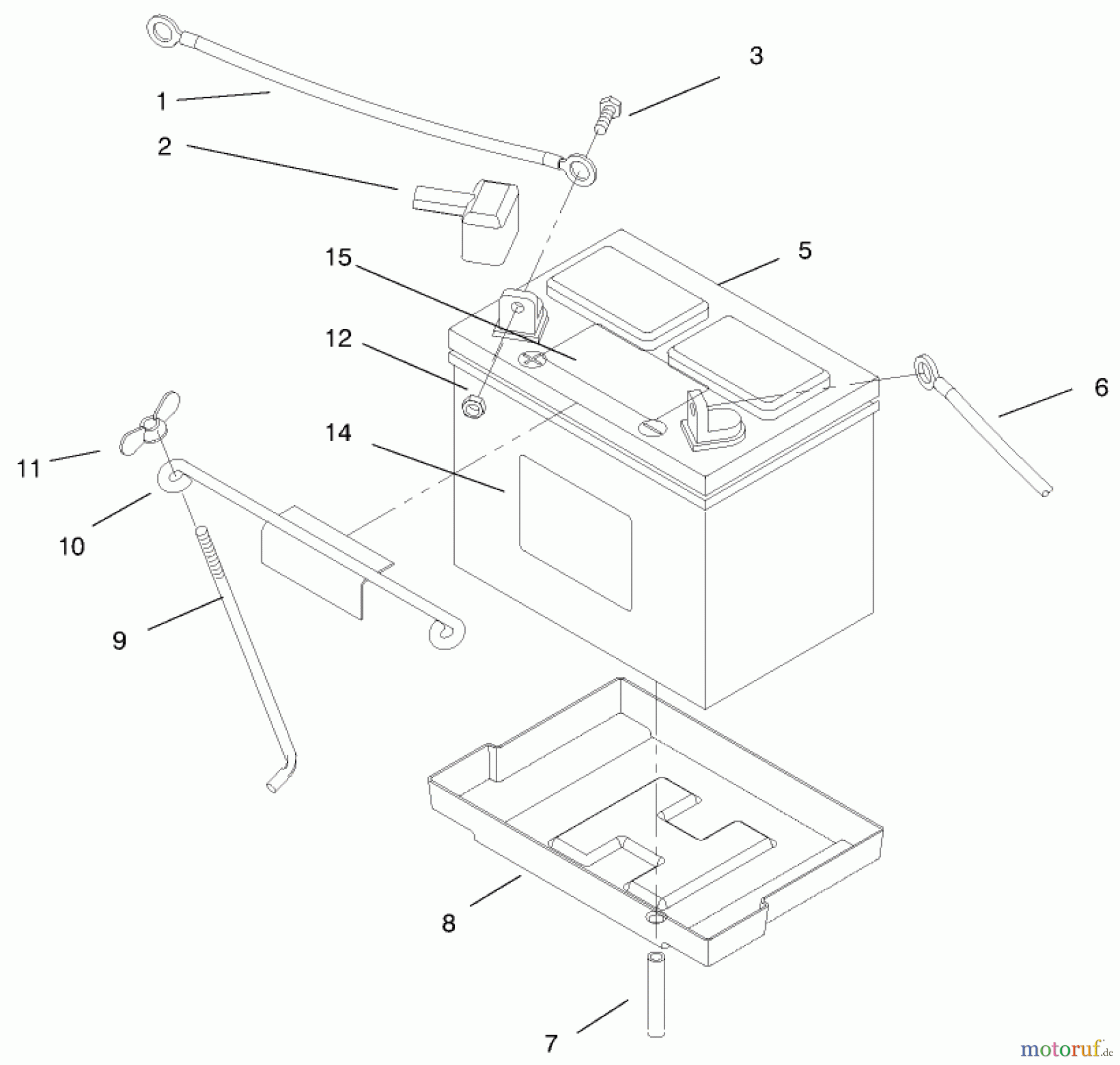 Toro Neu Mowers, Lawn & Garden Tractor Seite 1 73422 (416-8) - Toro 416-8 Garden Tractor, 1997 (7900001-7999999) BATTERY ASSEMBLY