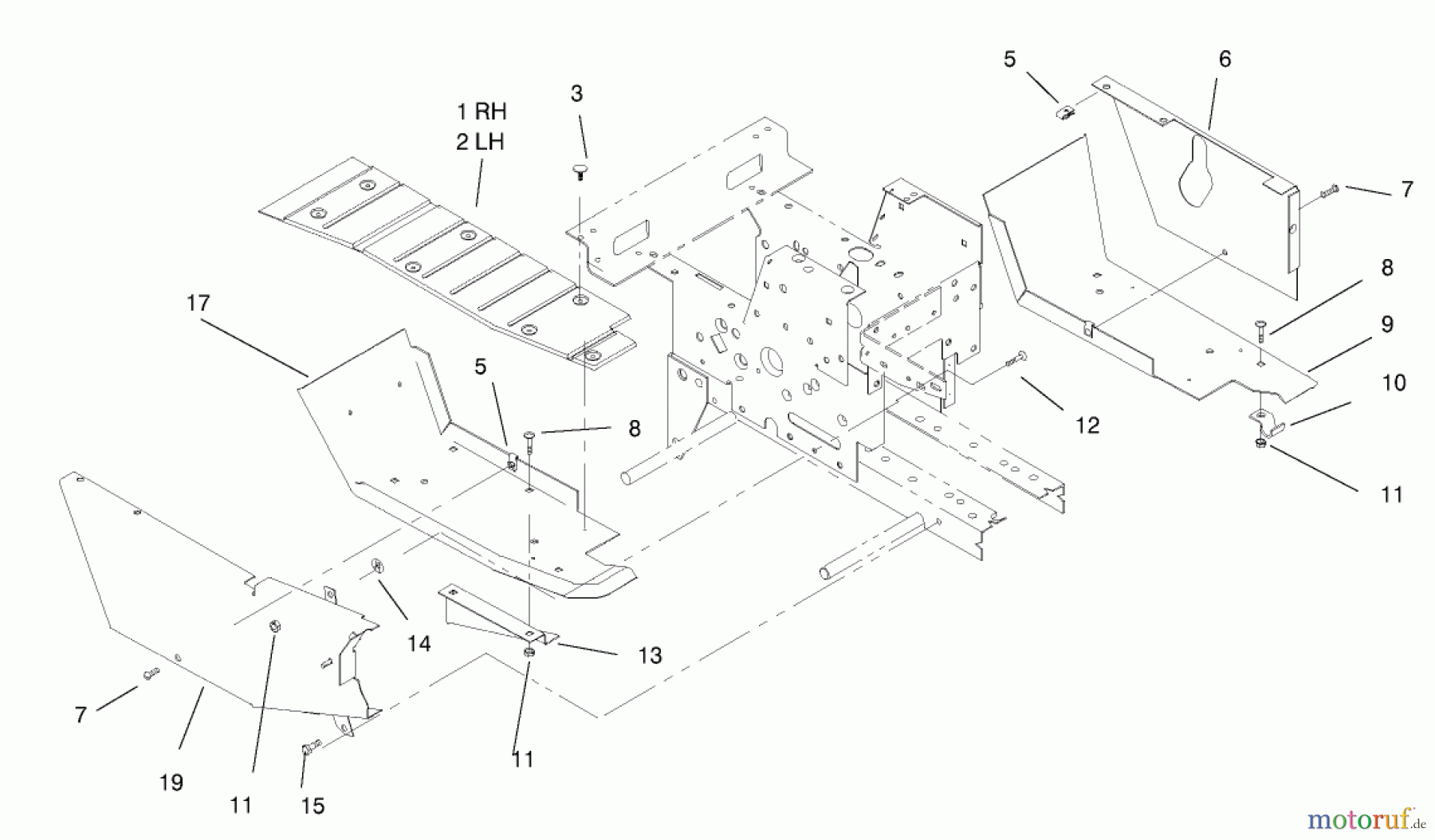  Toro Neu Mowers, Lawn & Garden Tractor Seite 1 73429 (312-8) - Toro 312-8 Garden Tractor, 2000 (200000001-200999999) FOOTREST & HOODSTAND SIDE COVERS ASSEMBLY