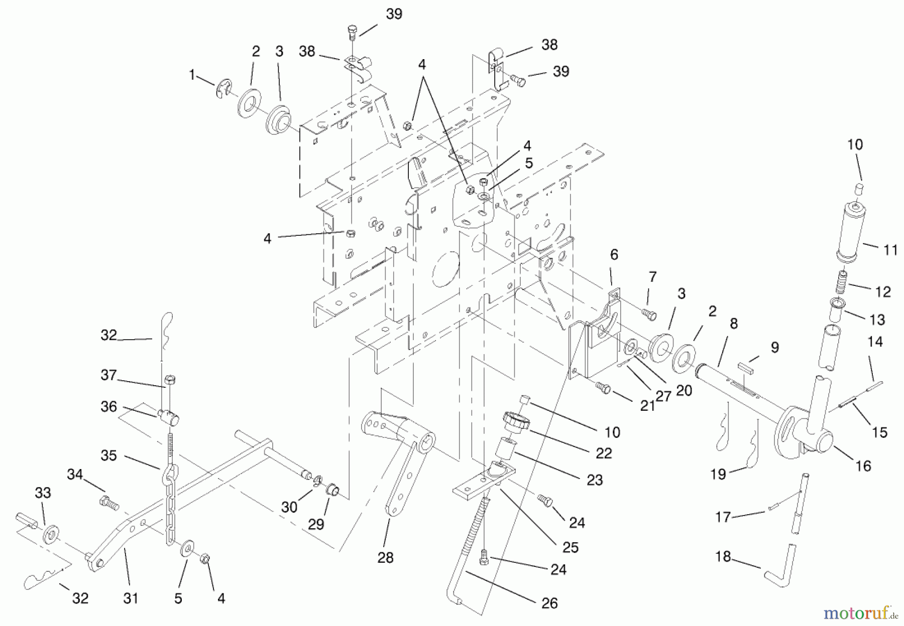 Toro Neu Mowers, Lawn & Garden Tractor Seite 1 73449 (314-8) - Toro 314-8 Garden Tractor, 2000 (200000001-200999999) MANUAL LIFT SYSTEM ASSEMBLY