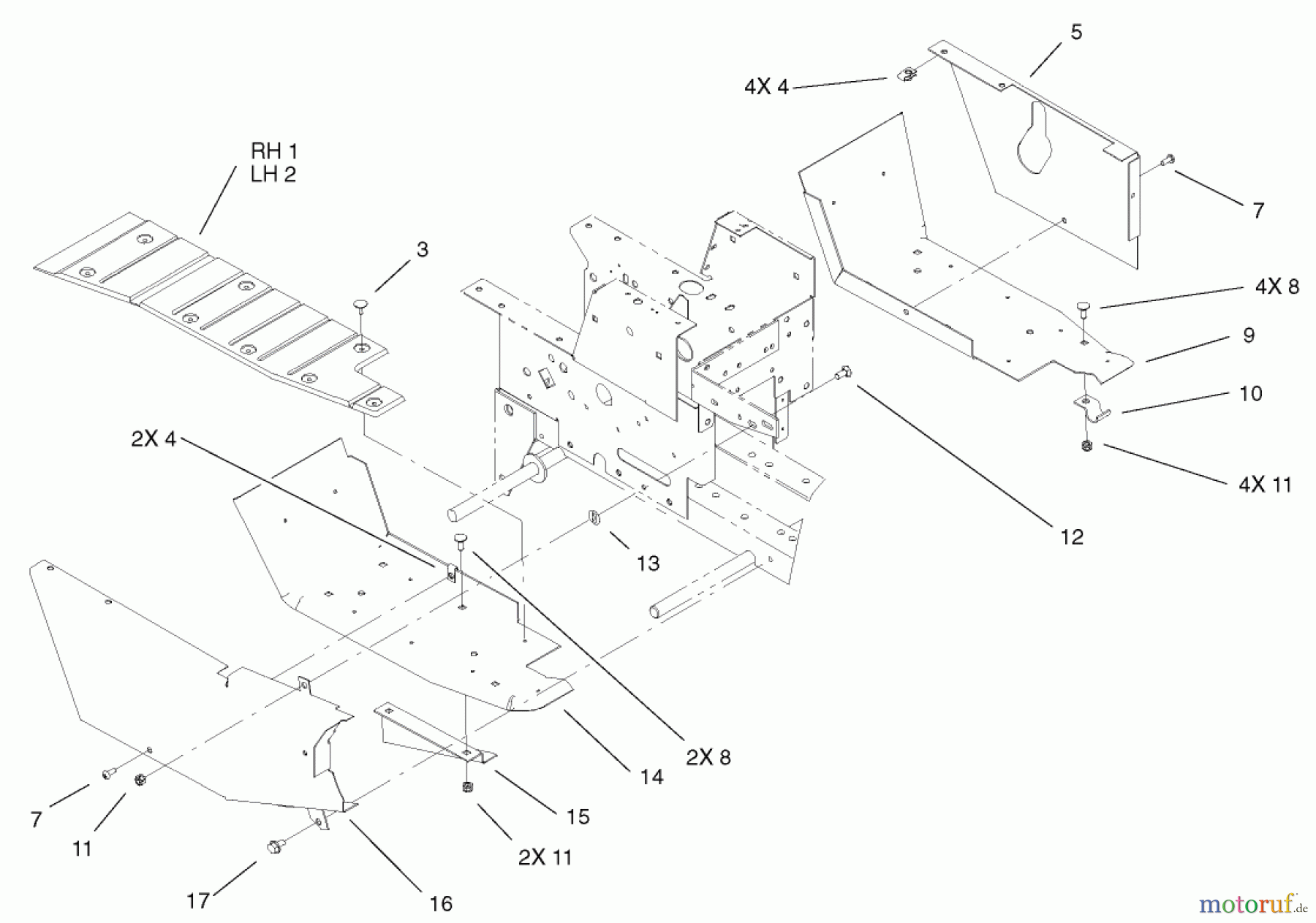 Toro Neu Mowers, Lawn & Garden Tractor Seite 1 73450 (315-8) - Toro 315-8 Garden Tractor, 2003 (230000001-230999999) FOOTREST AND HOODSTAND SIDE COVER ASSEMBLY