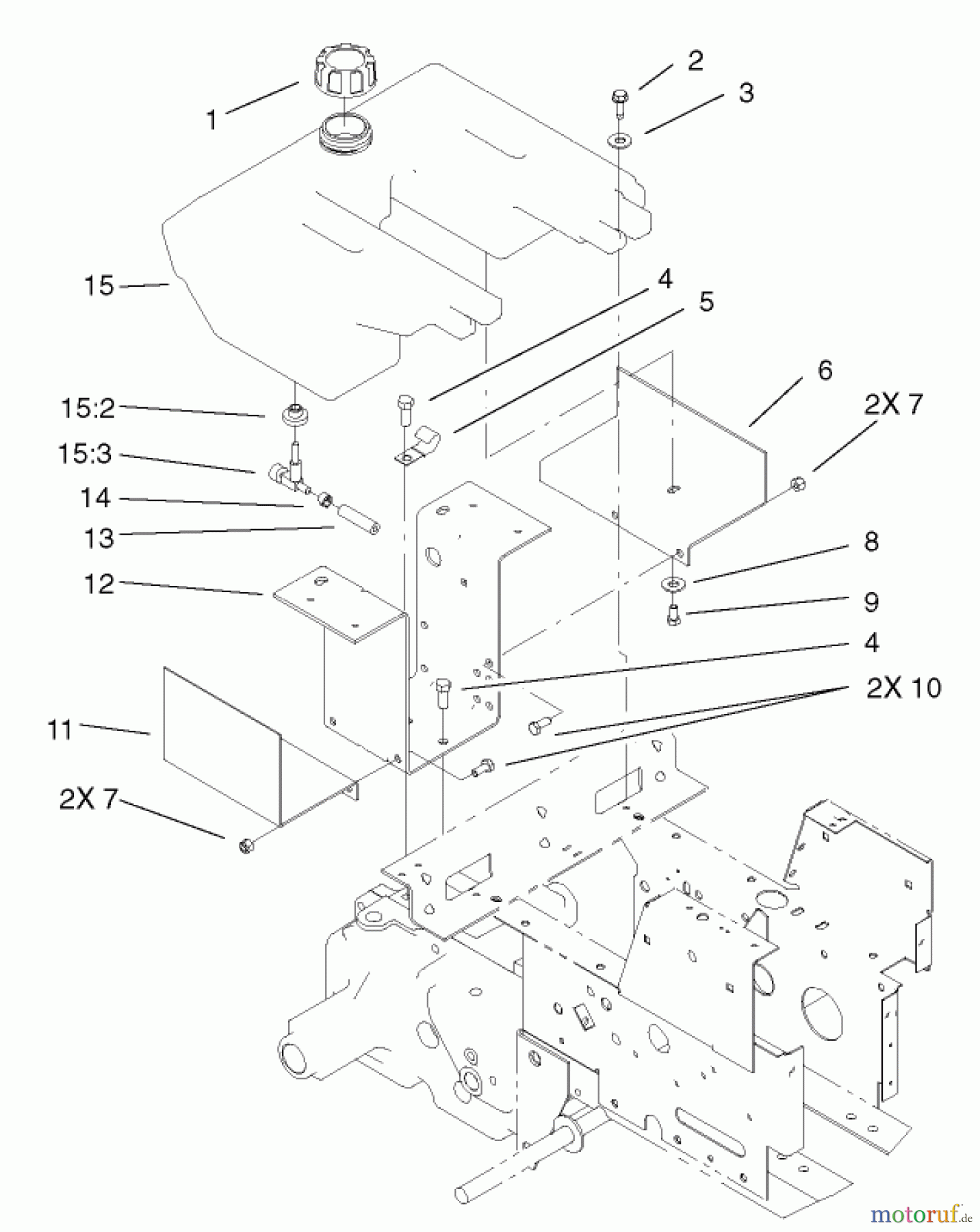 Toro Neu Mowers, Lawn & Garden Tractor Seite 1 73450 (315-8) - Toro 315-8 Garden Tractor, 2004 (240000001-240999999) FUEL TANK ASSEMBLY