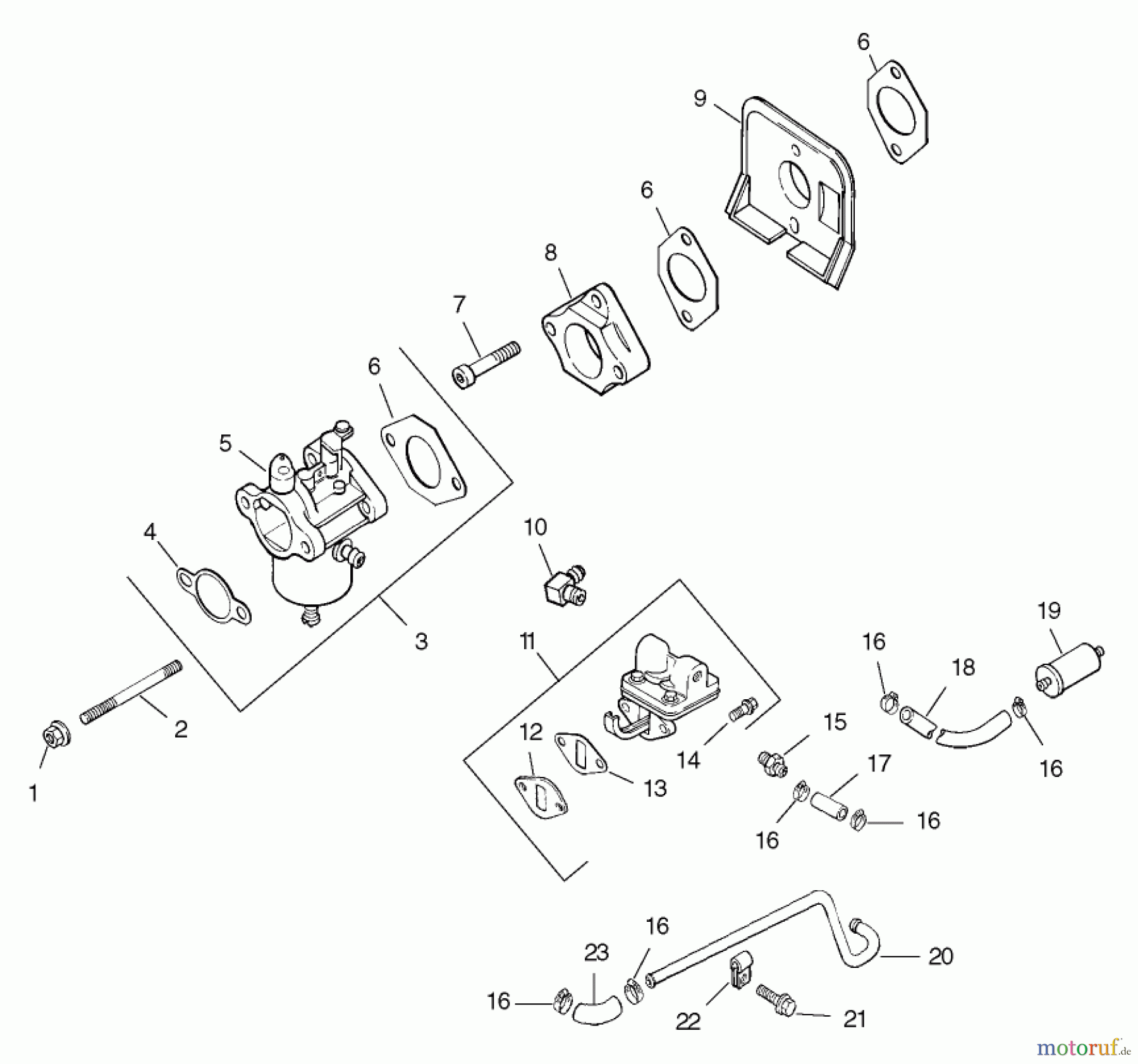  Toro Neu Mowers, Lawn & Garden Tractor Seite 1 73450 - Toro GT Classic Garden Tractor, 2005 (250000001-250999999) FUEL SYSTEM ASSEMBLY KOHLER CH15S-44533