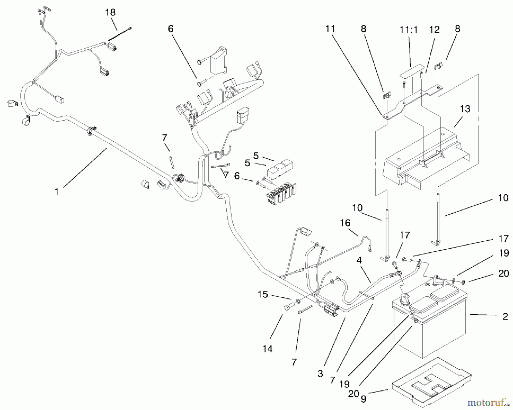  Toro Neu Mowers, Lawn & Garden Tractor Seite 1 73471 (518xi) - Toro 518xi Garden Tractor, 2000 (000000001-000999999) ELECTRICAL ASSEMBLY (MODEL NO. 73471 ONLY)