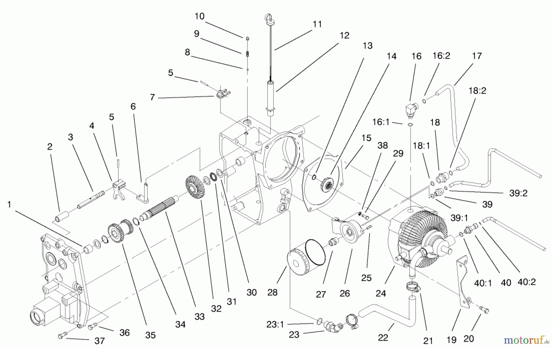  Toro Neu Mowers, Lawn & Garden Tractor Seite 1 73542 (520xi) - Toro 520xi Garden Tractor, 1999 (9900001-9999999) HYDRO TRANSAXLE ASSEMBLY #2