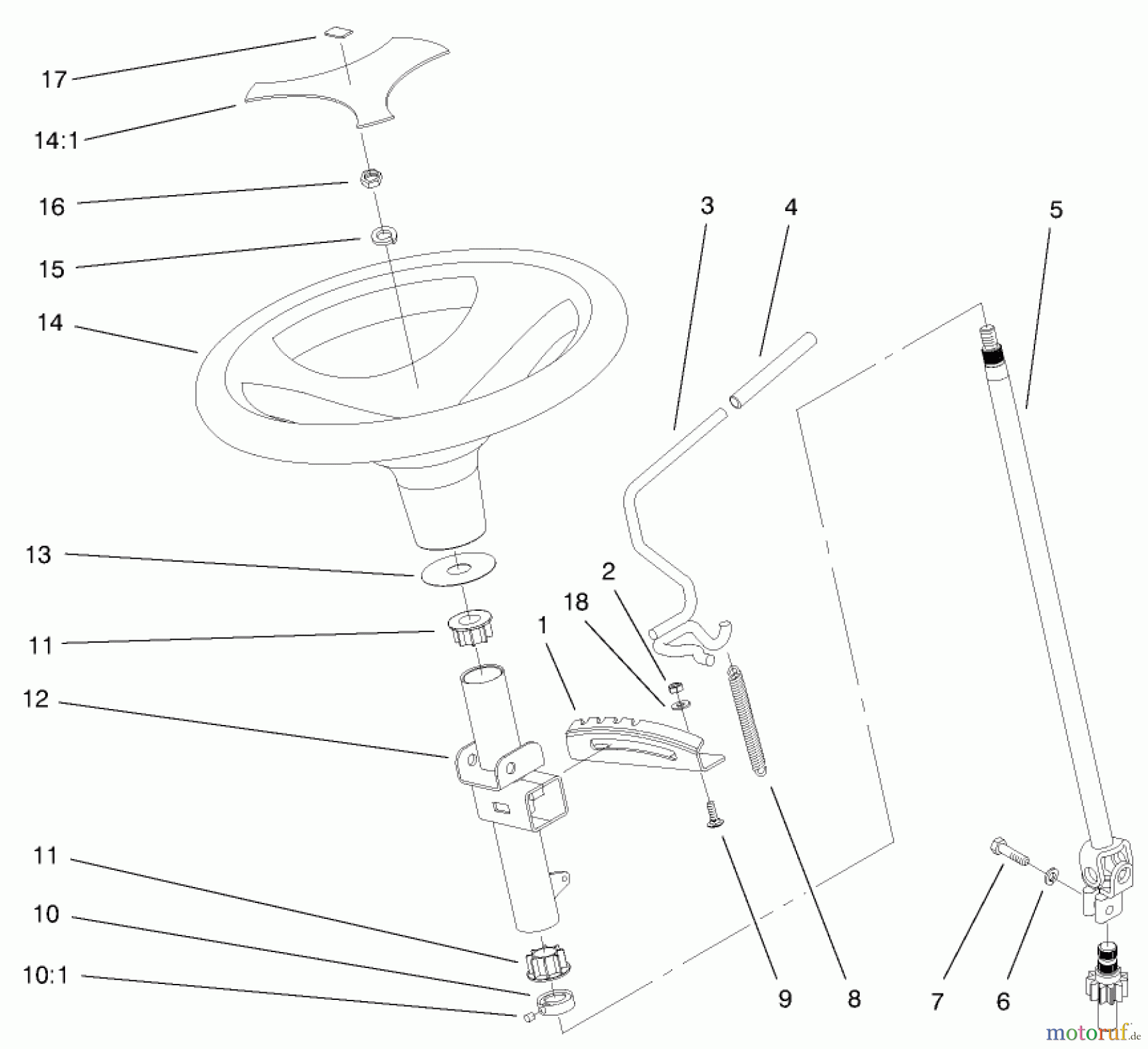  Toro Neu Mowers, Lawn & Garden Tractor Seite 1 73471 (518xi) - Toro 518xi Garden Tractor, 2000 (000000001-000999999) MANUAL STEERING & TILT ASSEMBLY