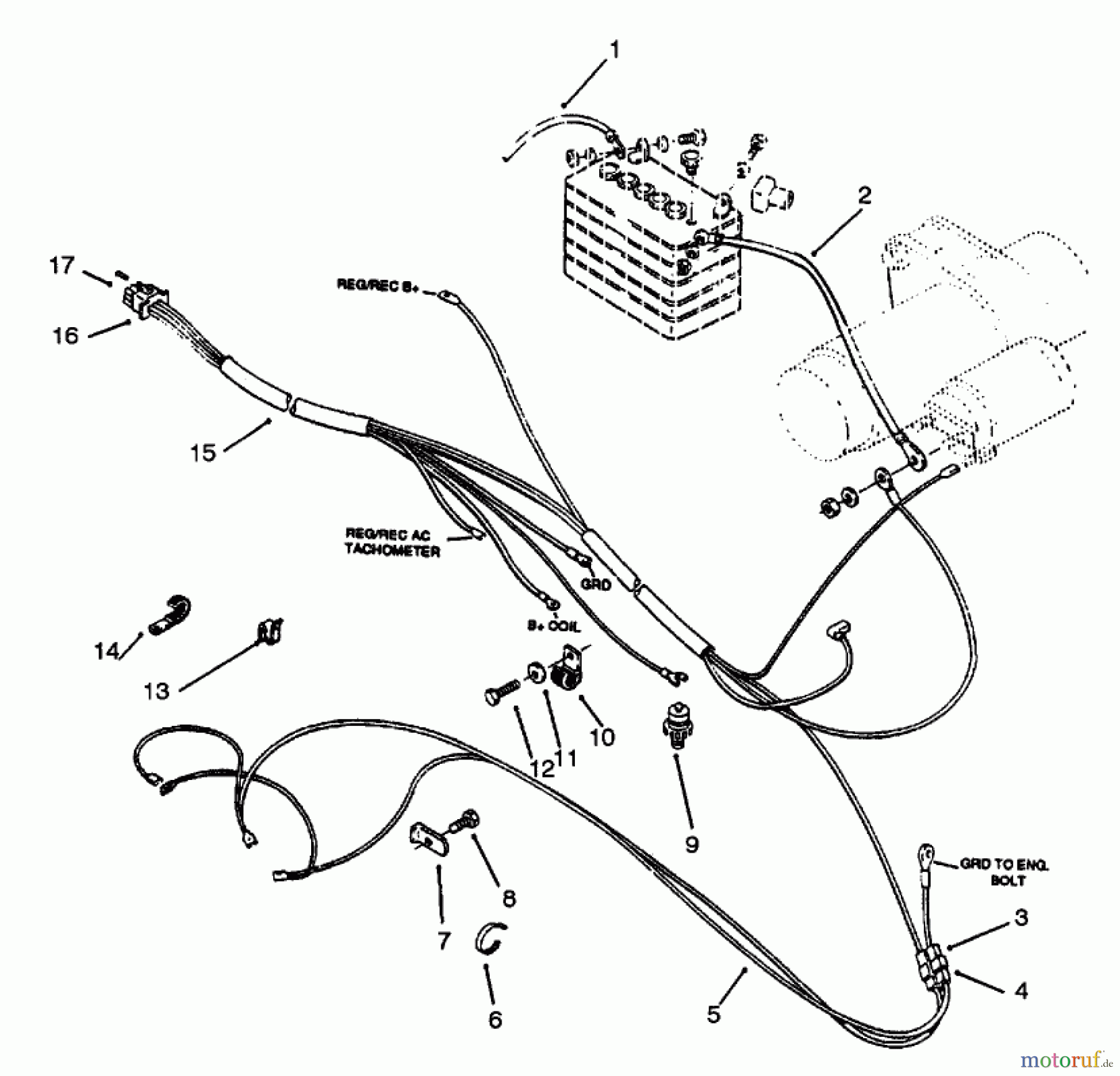  Toro Neu Mowers, Lawn & Garden Tractor Seite 1 73502 (520-H) - Toro 520-H Garden Tractor, 1996 (6900001-6999999) ENGINE WIRE HARNESS