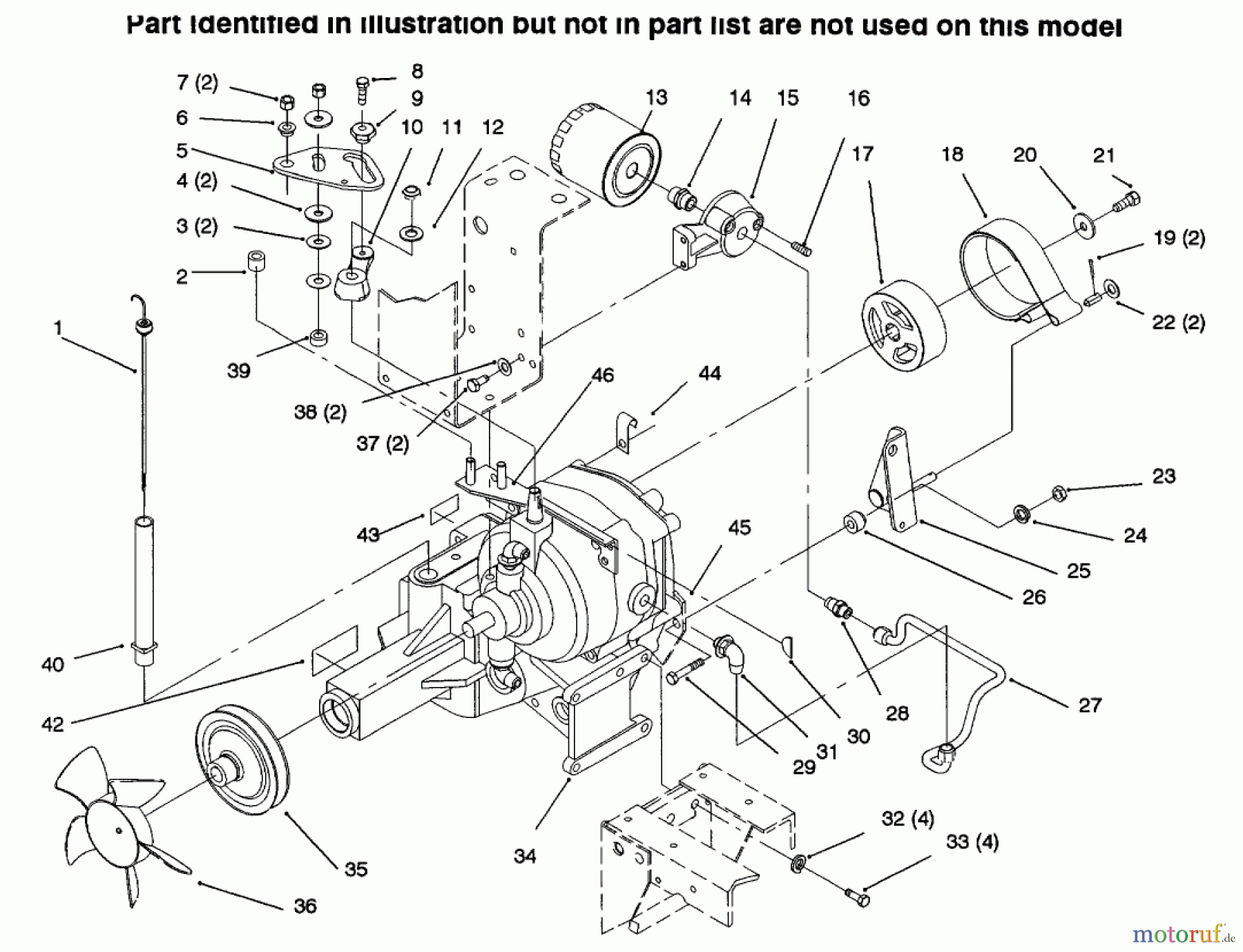 Toro Neu Mowers, Lawn & Garden Tractor Seite 1 73502 (520-H) - Toro 520-H Garden Tractor, 1996 (6900001-6999999) TRANSMISSION