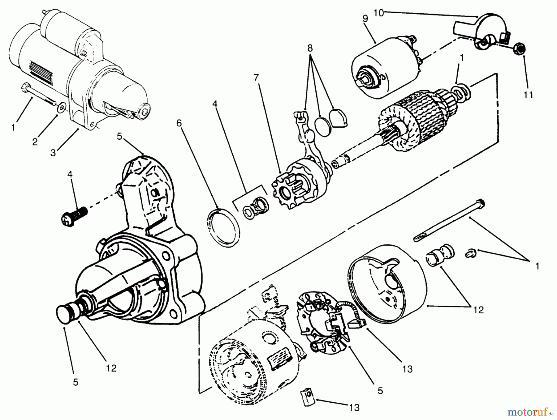 Toro Neu Mowers, Lawn & Garden Tractor Seite 1 73520 (520-H) - Toro 520-H Garden Tractor, 1995 (5900001-5900177) STARTER