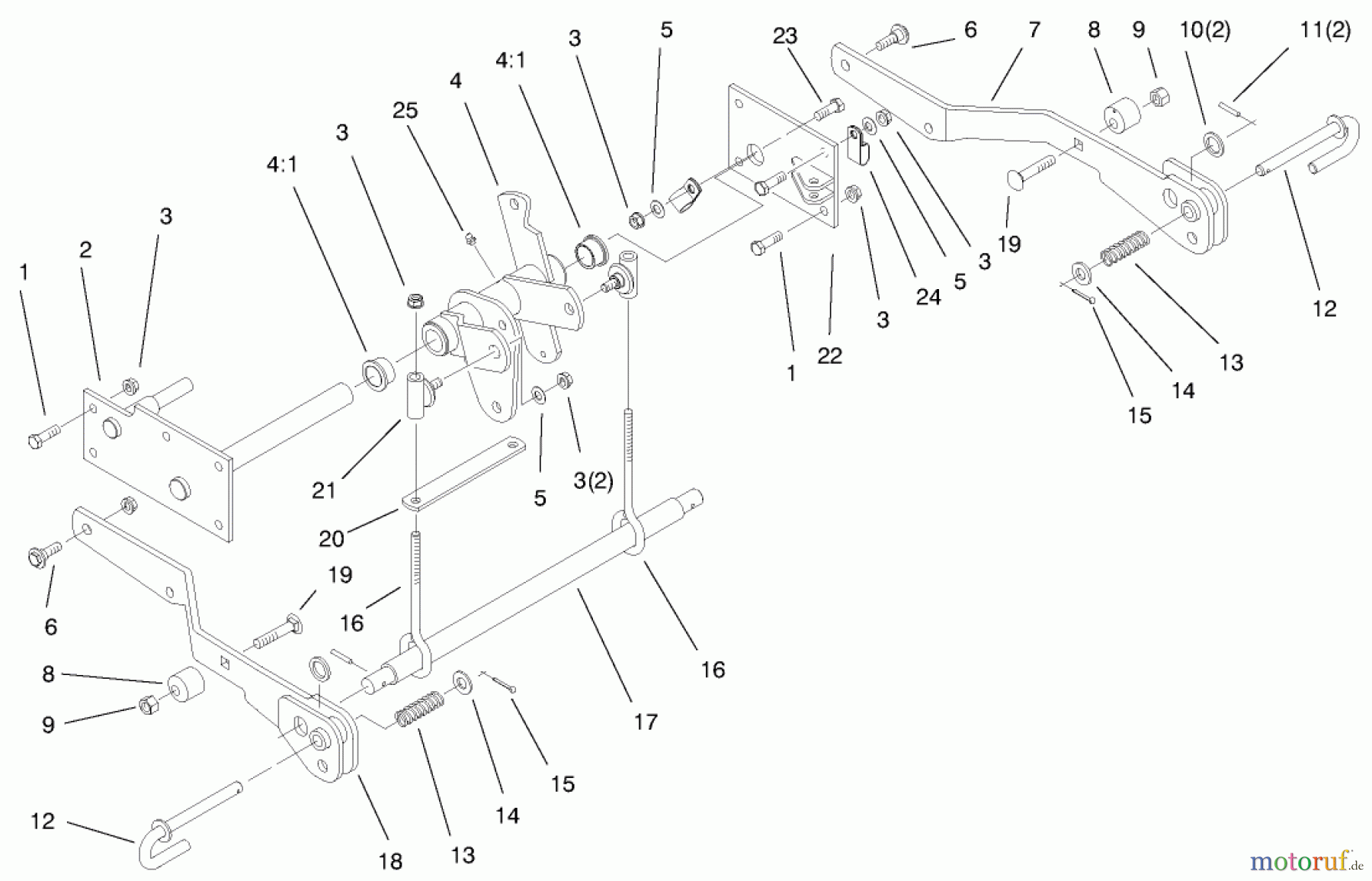  Toro Neu Mowers, Lawn & Garden Tractor Seite 1 73545 (520Lxi) - Toro 520Lxi Garden Tractor, 1998 (8900001-8999999) HYDRO LIFT LOWER ASSEMBLY