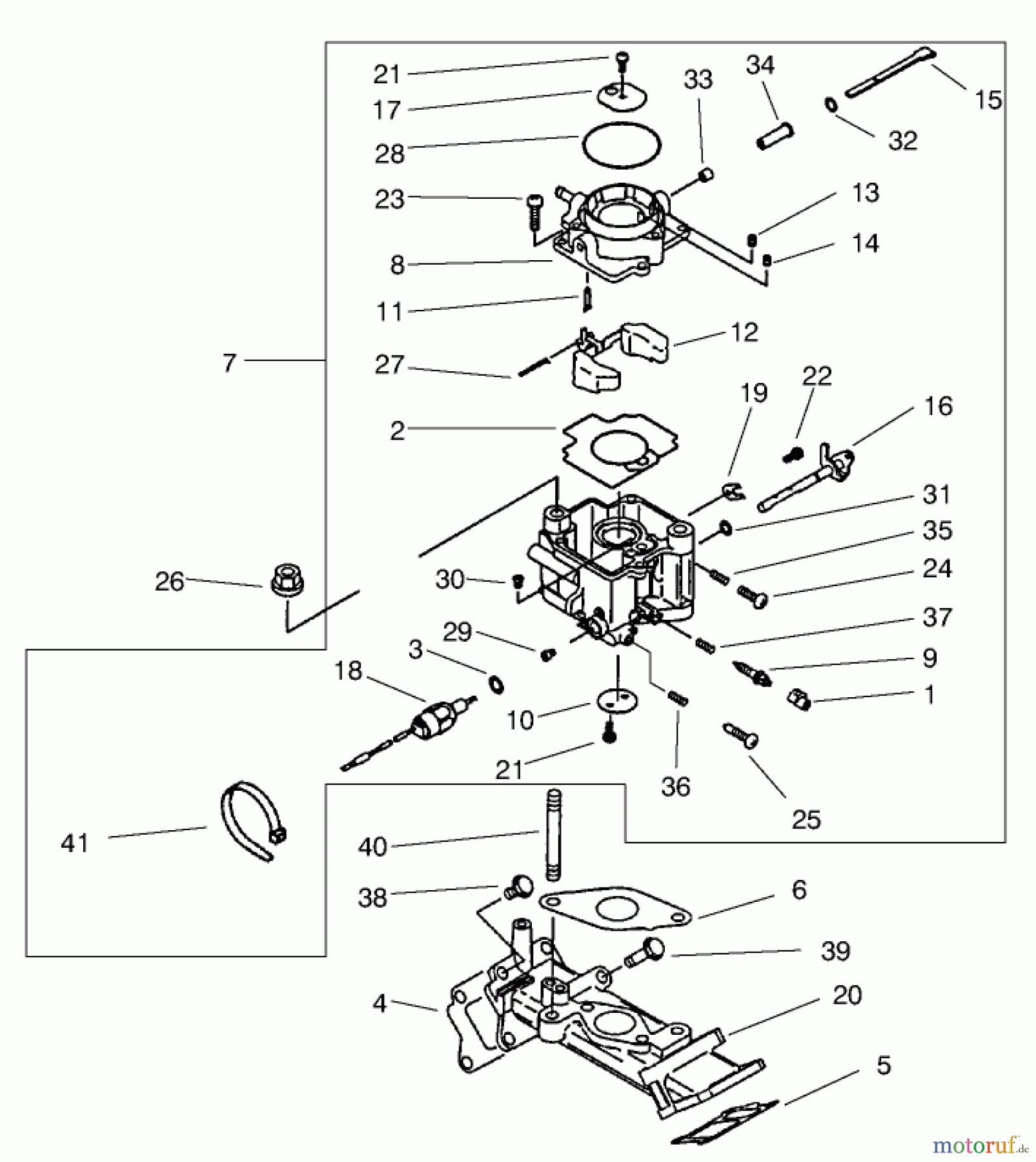  Toro Neu Mowers, Lawn & Garden Tractor Seite 1 73580 (520Lxi) - Toro 520Lxi Garden Tractor, 1999 (9900001-9999999) CARBURETOR ASSEMBLY