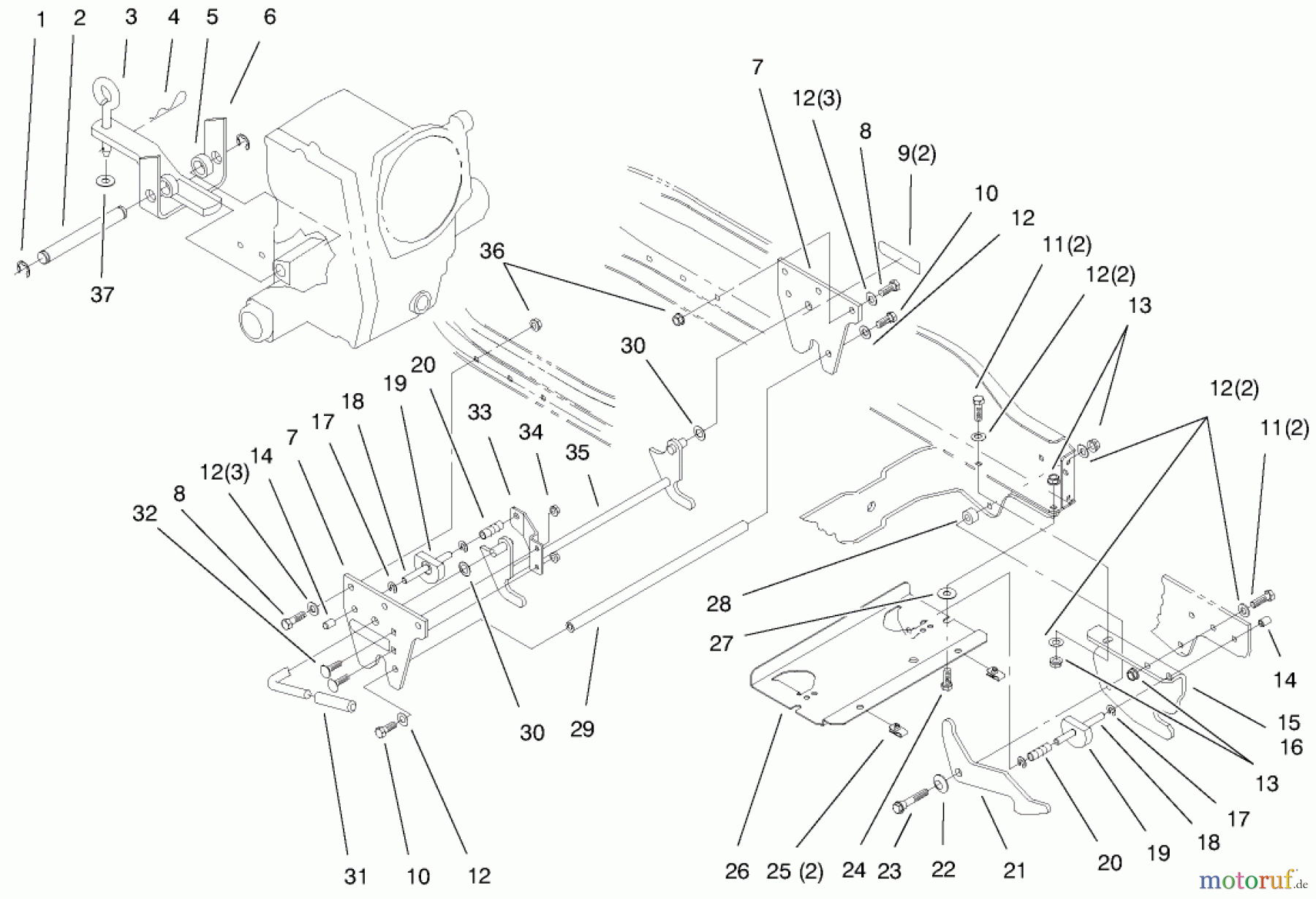 Toro Neu Mowers, Lawn & Garden Tractor Seite 1 73560 (522xi) - Toro 522xi Garden Tractor, 1998 (8900001-8999999) ATTACH A MATIC AND HITCH ASSEMBLY