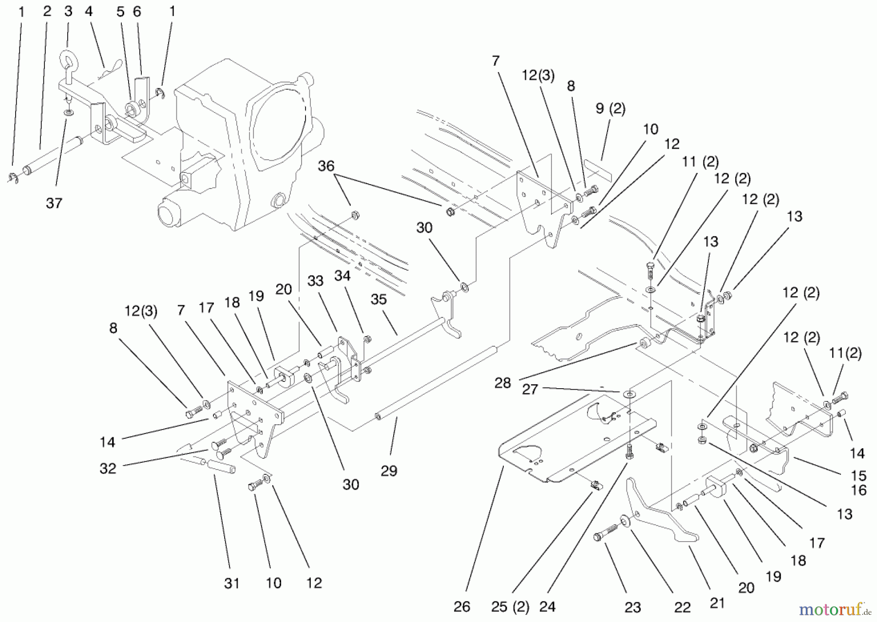  Toro Neu Mowers, Lawn & Garden Tractor Seite 1 73561 (522xi) - Toro 522xi Garden Tractor, 2000 (200000001-200000200) ATTACH-A-MATIC & HITCH ASSEMBLY