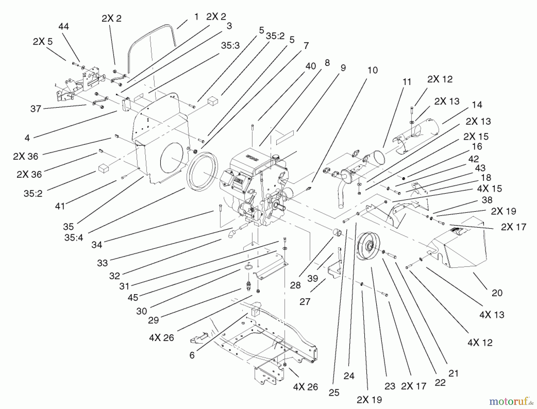  Toro Neu Mowers, Lawn & Garden Tractor Seite 1 73561 (522xi) - Toro 522xi Garden Tractor, 2004 (240000001-240999999) AIR COOLED ENGINE ASSEMBLY