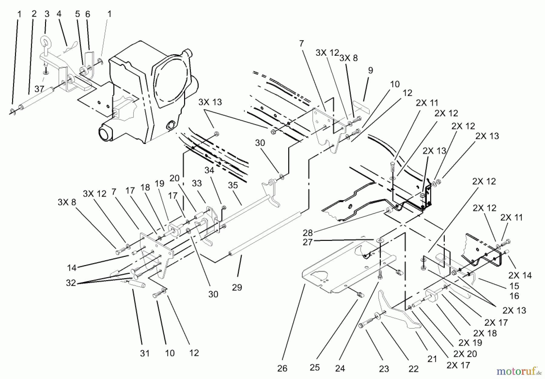 Toro Neu Mowers, Lawn & Garden Tractor Seite 1 73570 (520xi) - Toro 520xi Garden Tractor, 2003 (230000001-230999999) ATTACH-A-MATIC AND HITCH ASSEMBLY