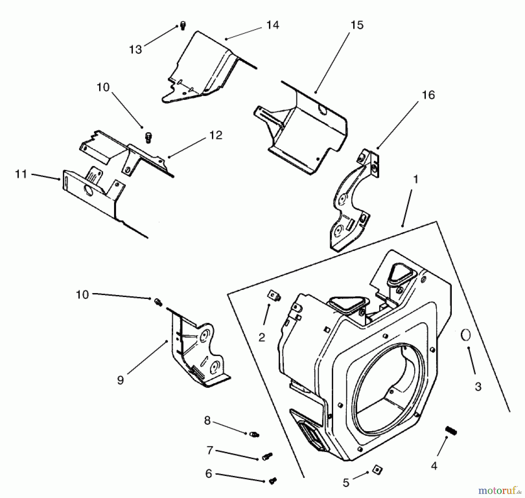Toro Neu Mowers, Lawn & Garden Tractor Seite 1 73570 (520xi) - Toro 520xi Garden Tractor, 2003 (230000001-230999999) GROUP 6-BLOWER HOUSING ASSEMBLY